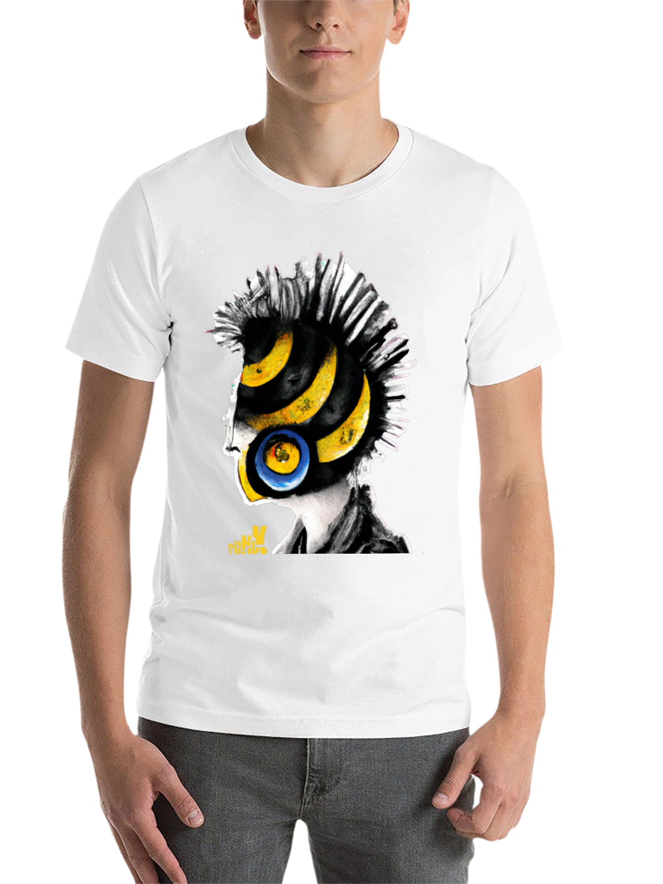Black Punk Rock Vinyl Head Graphic T-Shirt view 14