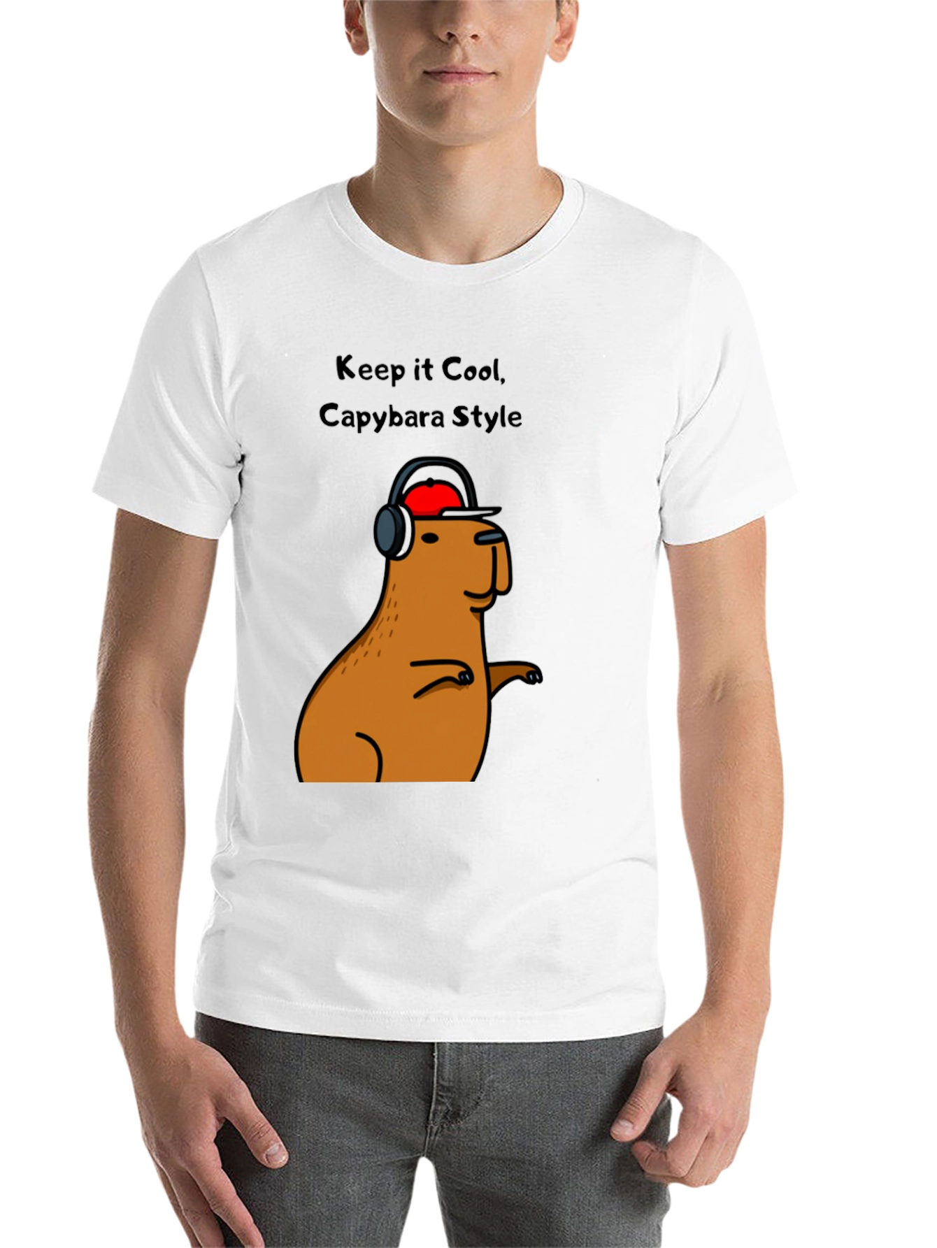 Black Cool Capybara Style Graphic Tee - Black view 14