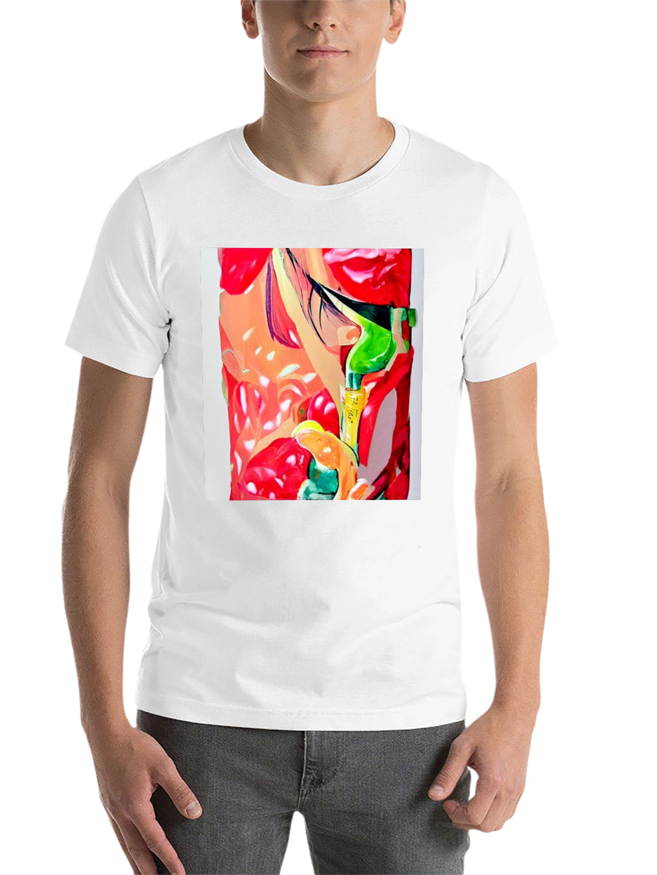 Black Abstract Print Men's Black T-Shirt view 14