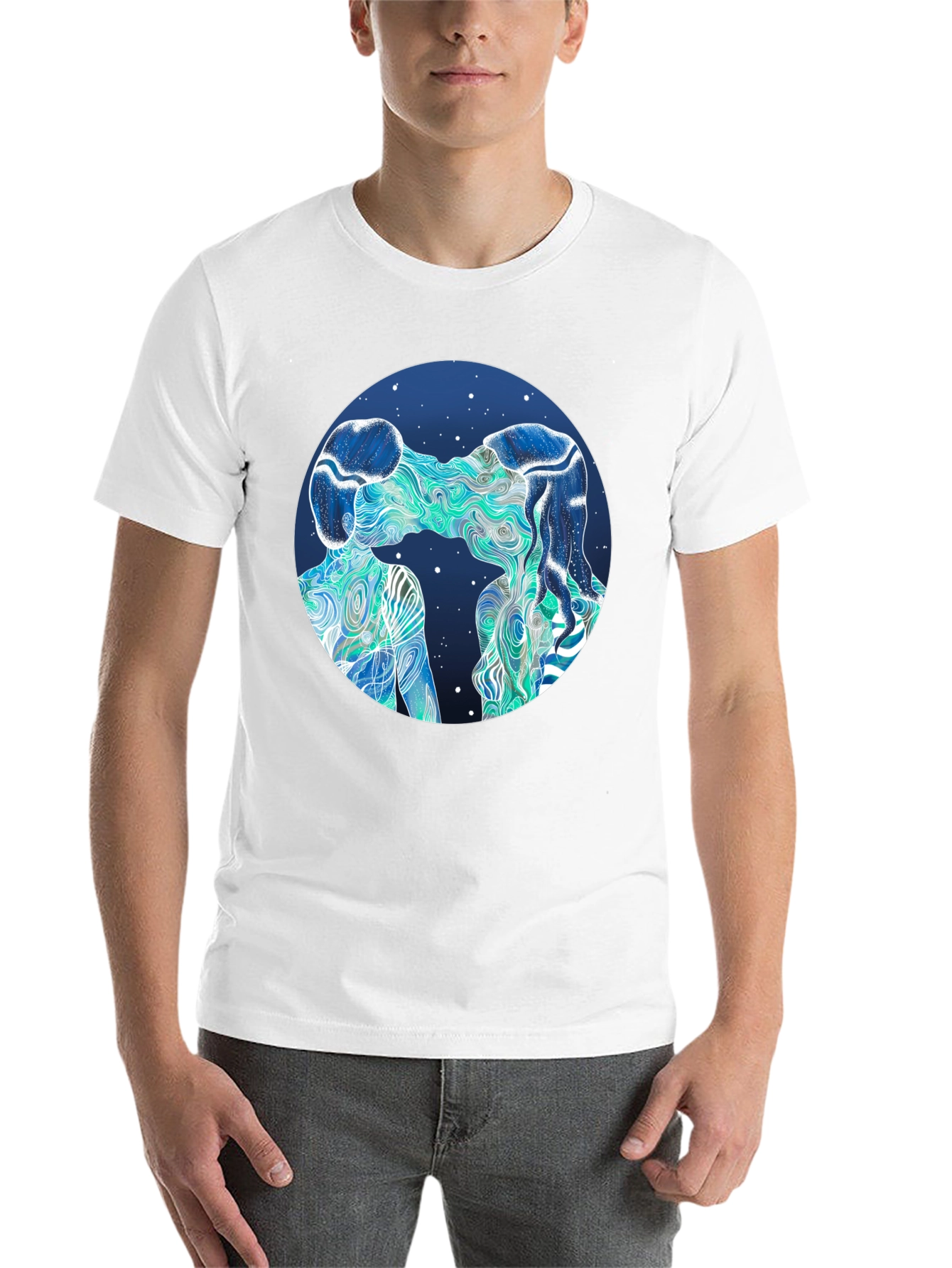 Black Abstract Lovers Graphic T-Shirt view 14