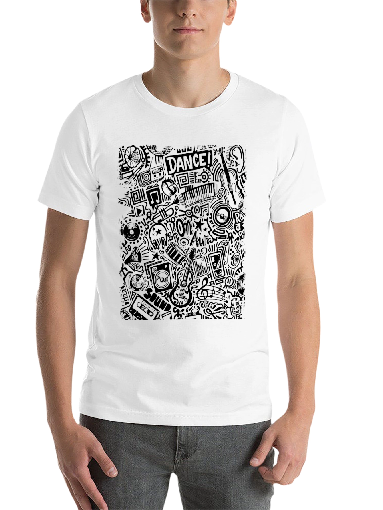 Black Music Doodle Graphic T-Shirt view 14