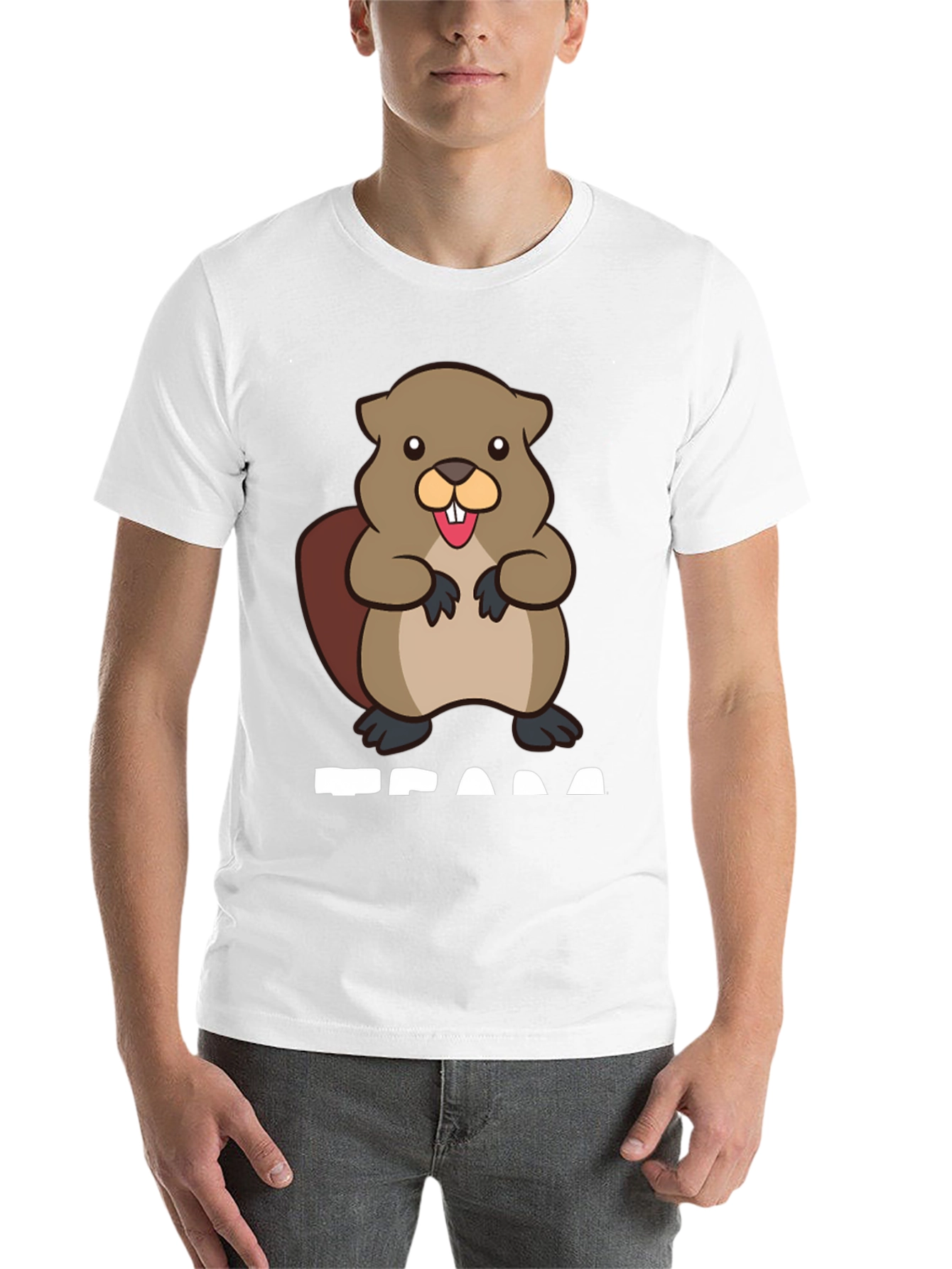 Black Funny Beaver Graphic T-Shirt - Unisex Black Tee view 14