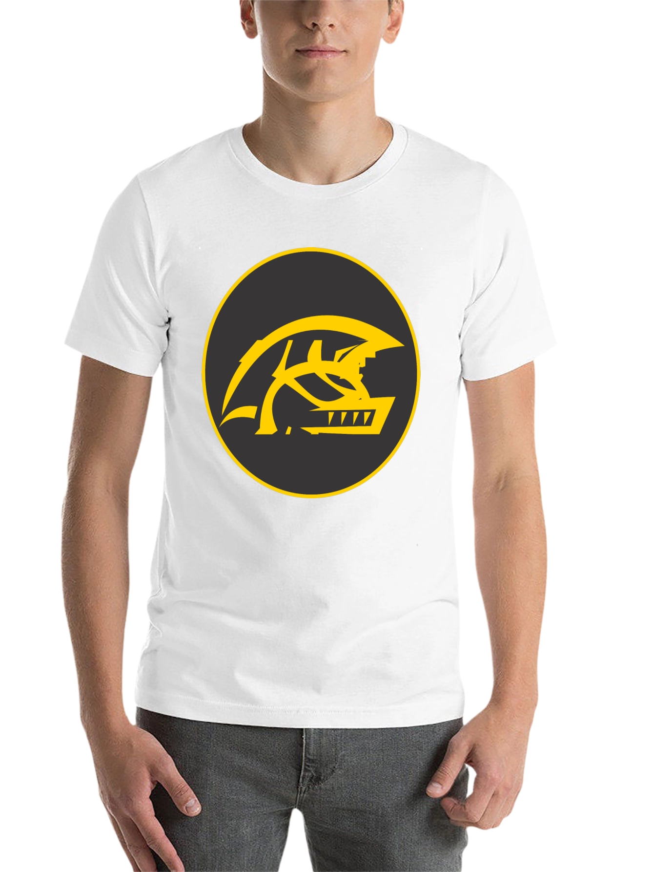 Black Men's Black T-Shirt with Yellow Monster Logo view 14