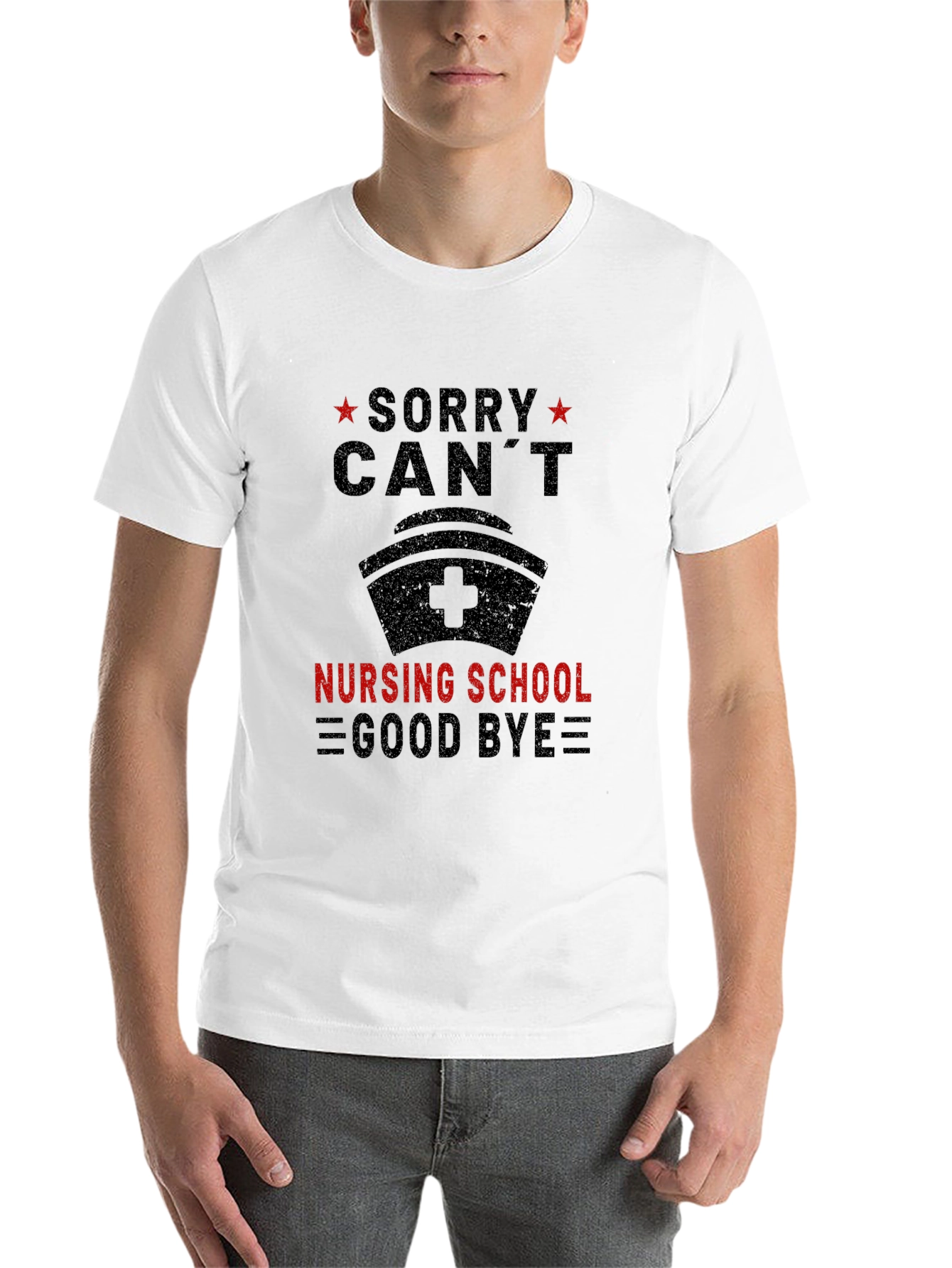 Black Sorry Can't Nursing School Goodbye Tee view 14