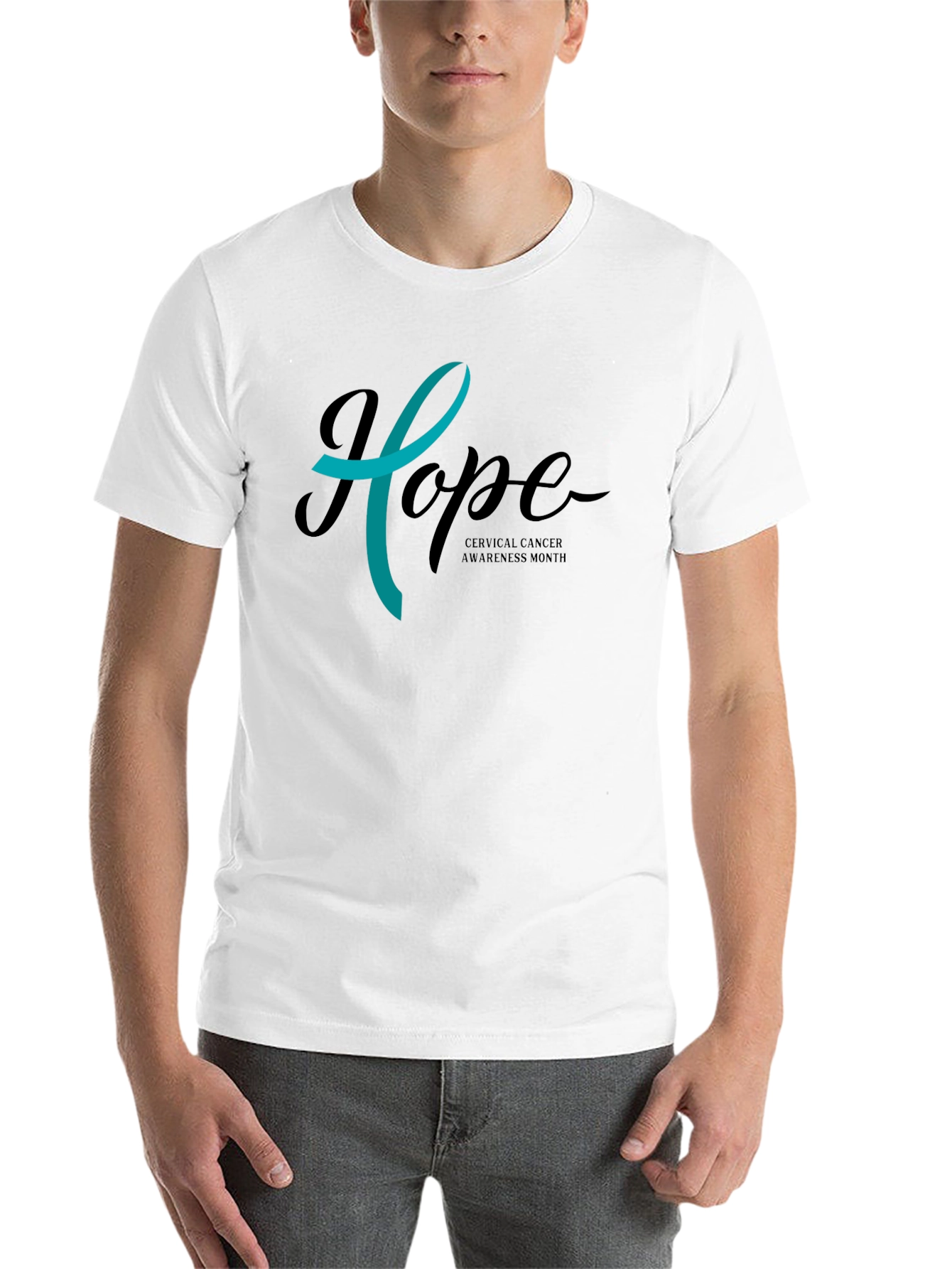 Black Cervical Cancer Awareness 'Hope' T-Shirt view 14