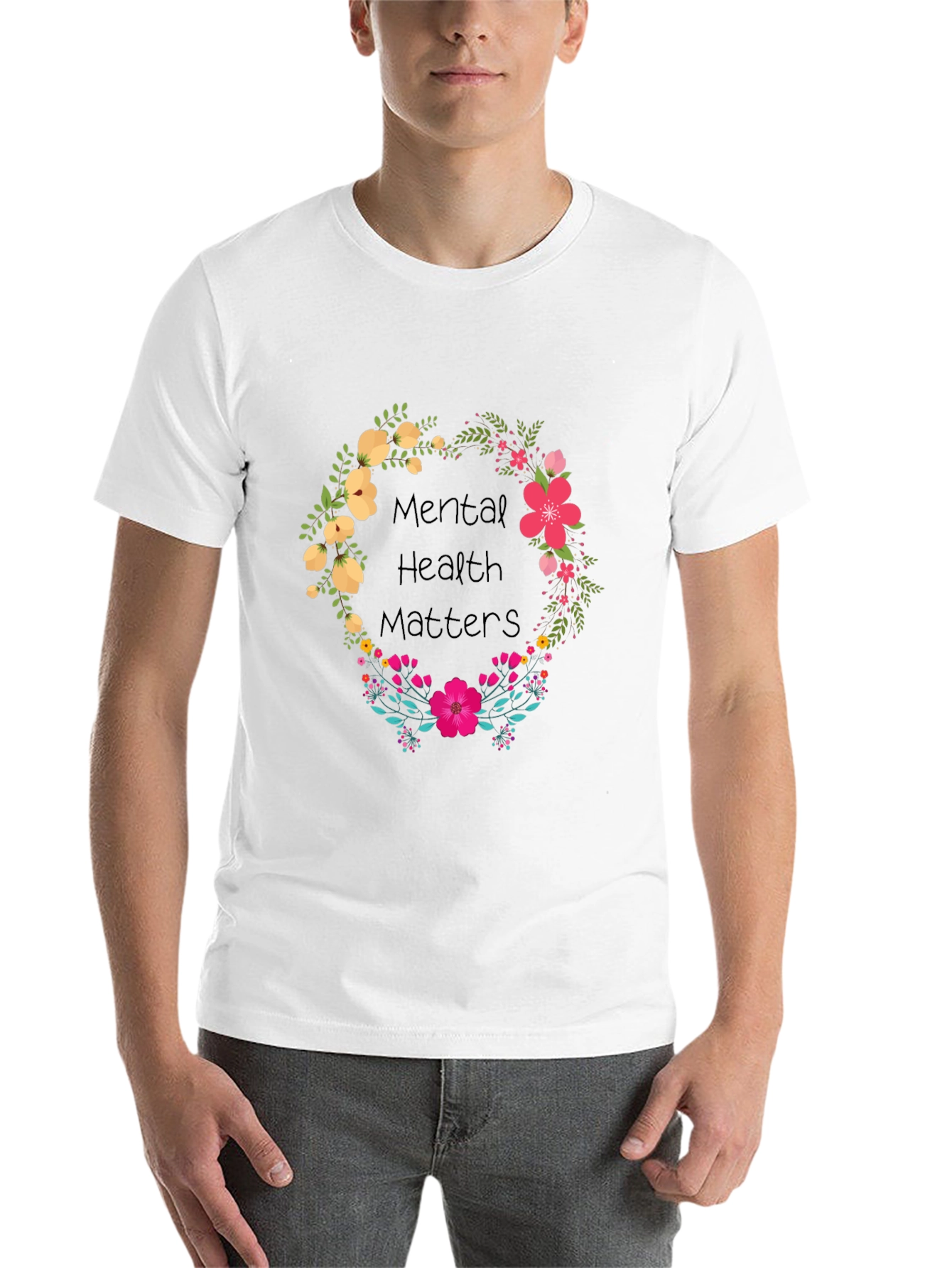 Black Mental Health Matters Floral Tee view 14