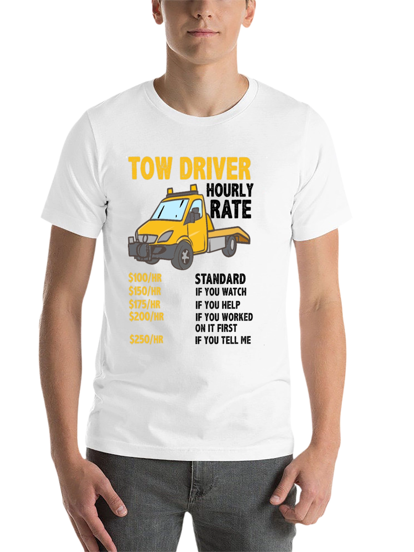Black Tow Driver Hourly Rate T-Shirt view 14