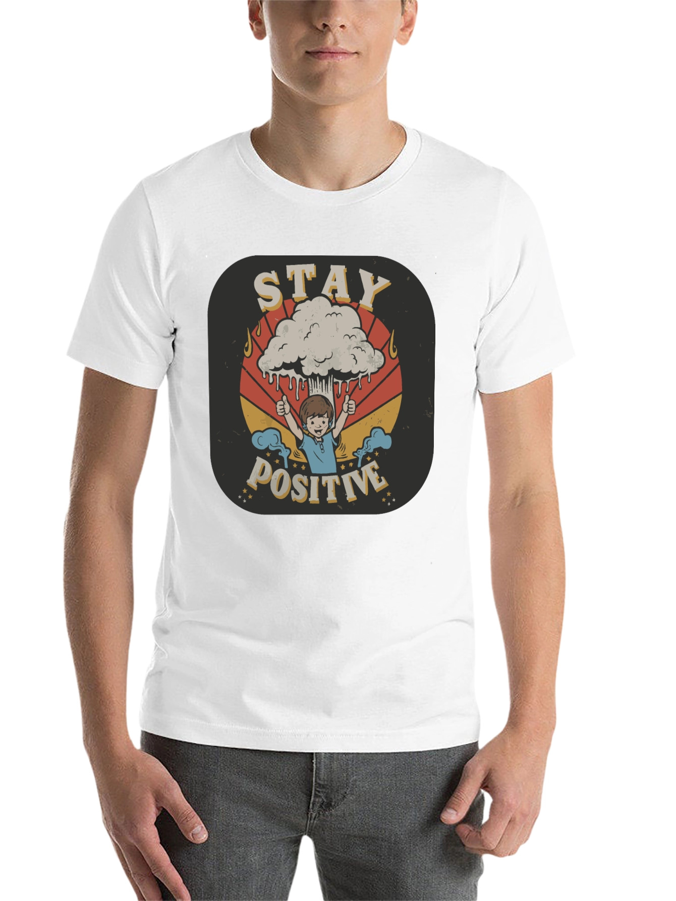 Black Stay Positive Graphic Tee - Unisex Black T-Shirt view 14