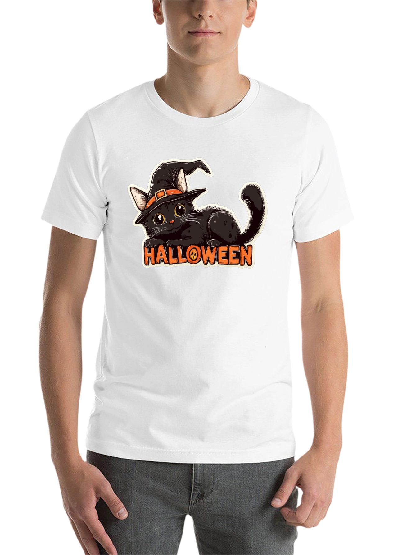 Black Halloween Cat T-Shirt - Spooky & Stylish! view 14