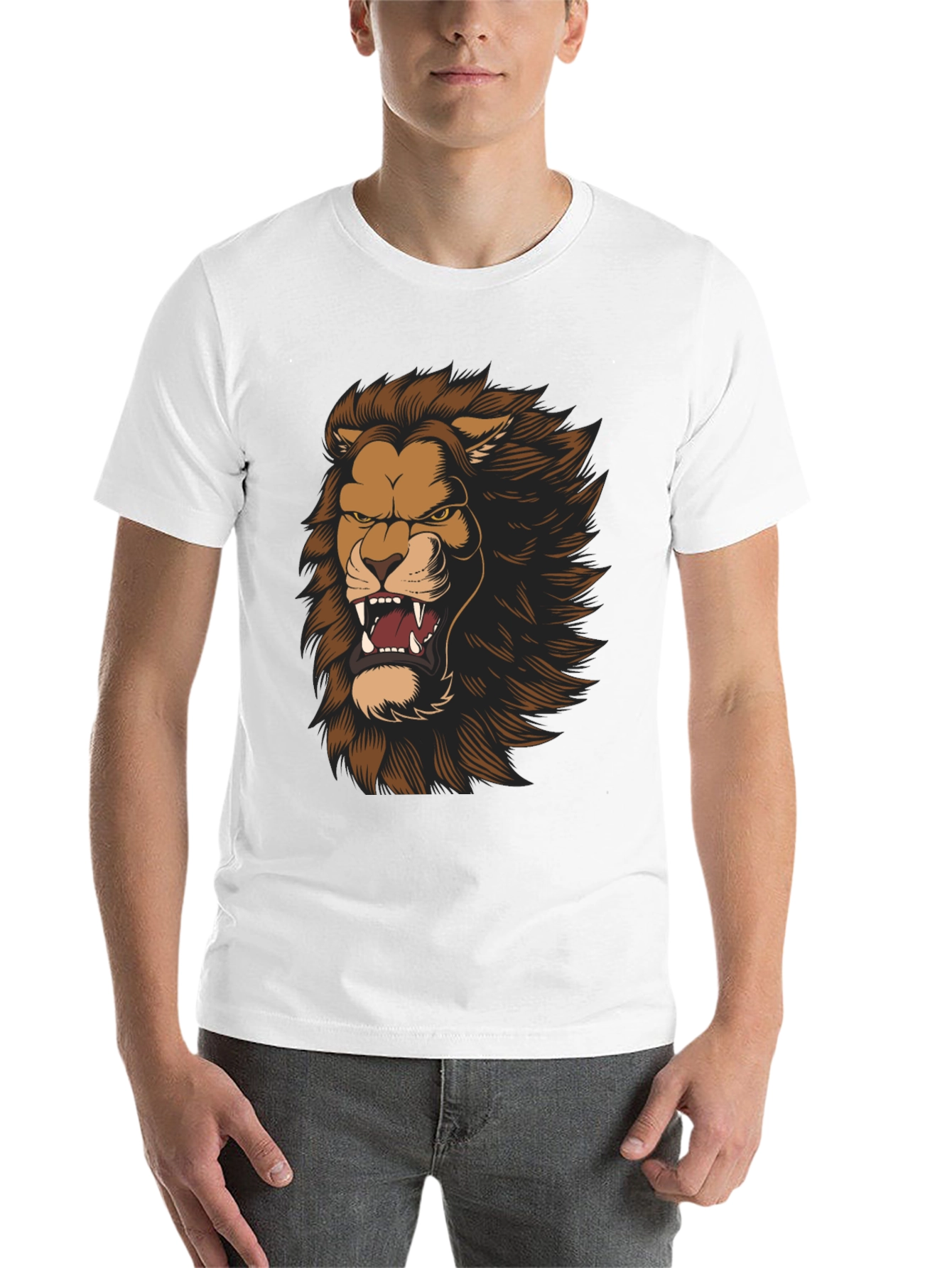 Black Lion Graphic Print Black T-Shirt view 14