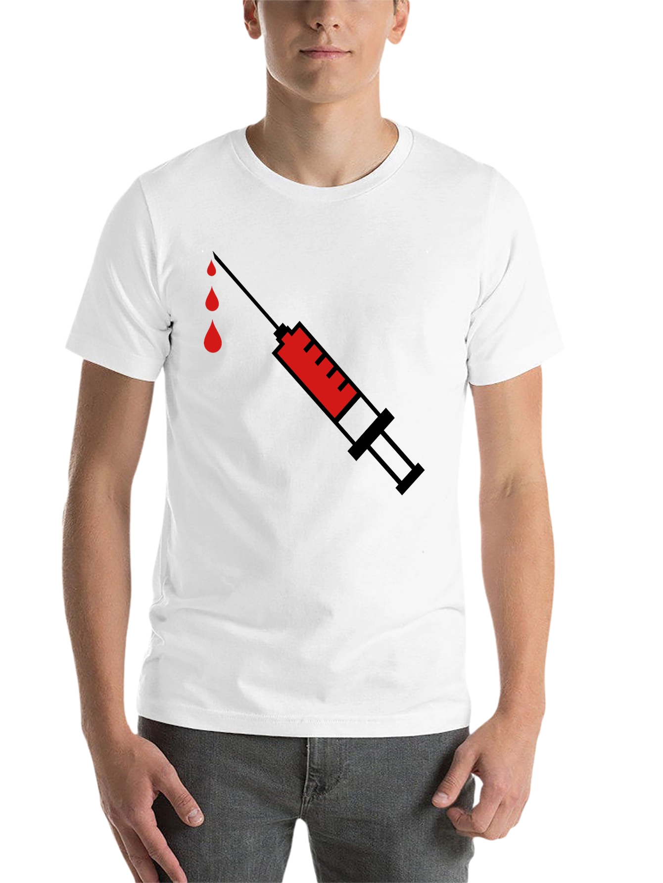 Black Syringe Graphic Tee - Black Cotton T-Shirt view 14