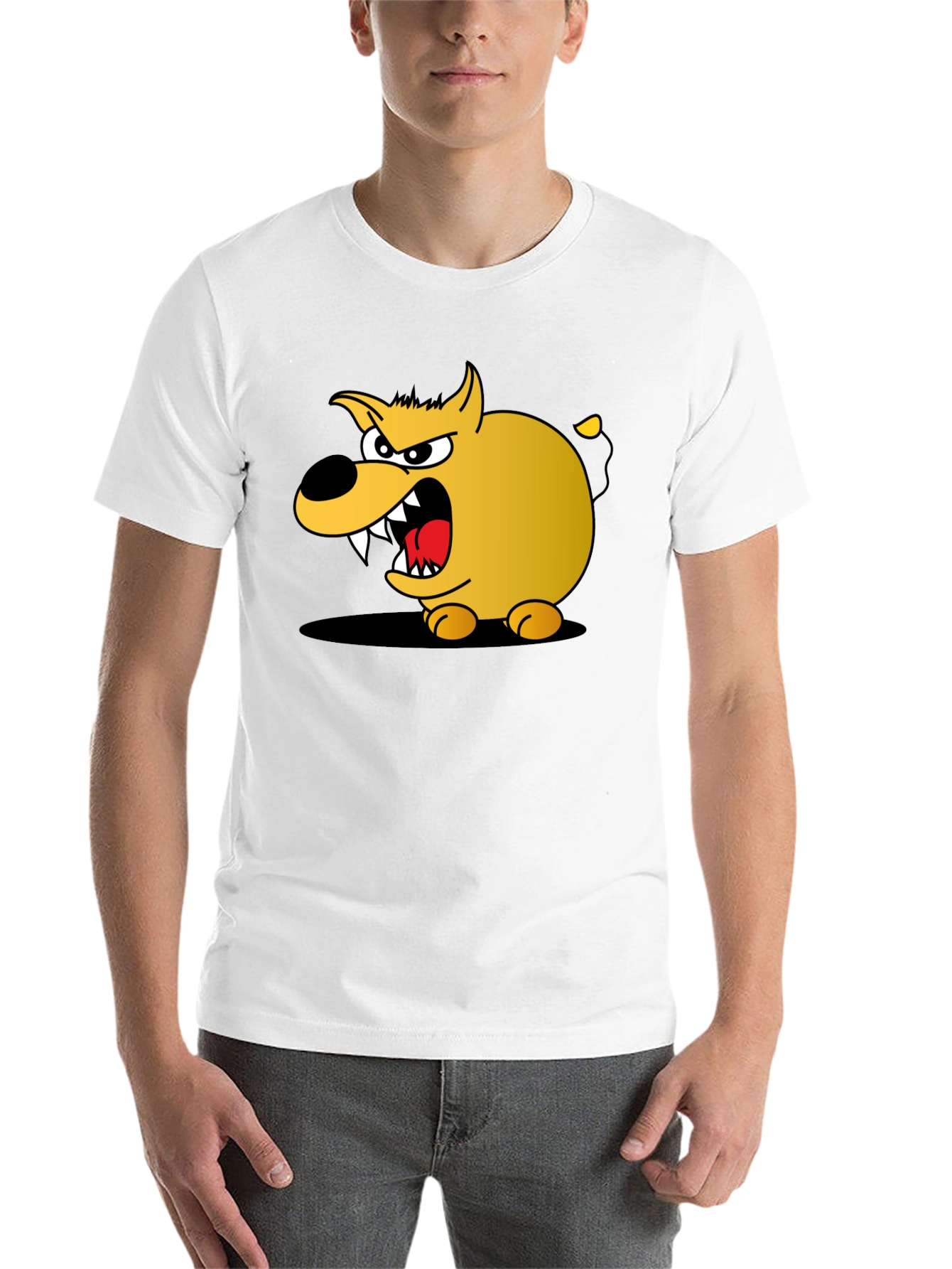 Black Cartoon Dog Graphic T-Shirt - Black Cotton Tee view 14