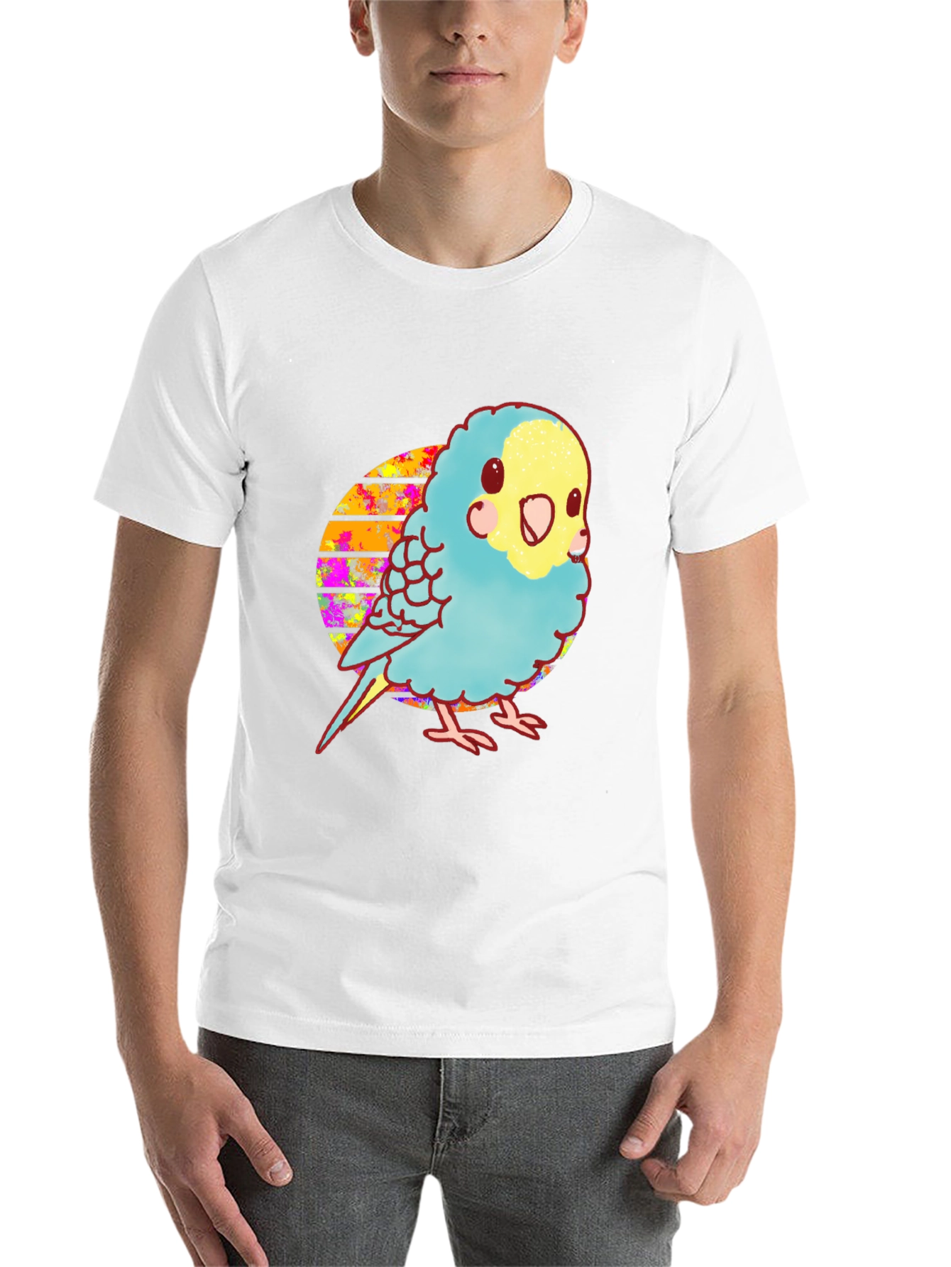 Black Parakeet Graphic Tee - Cute Bird Design view 14