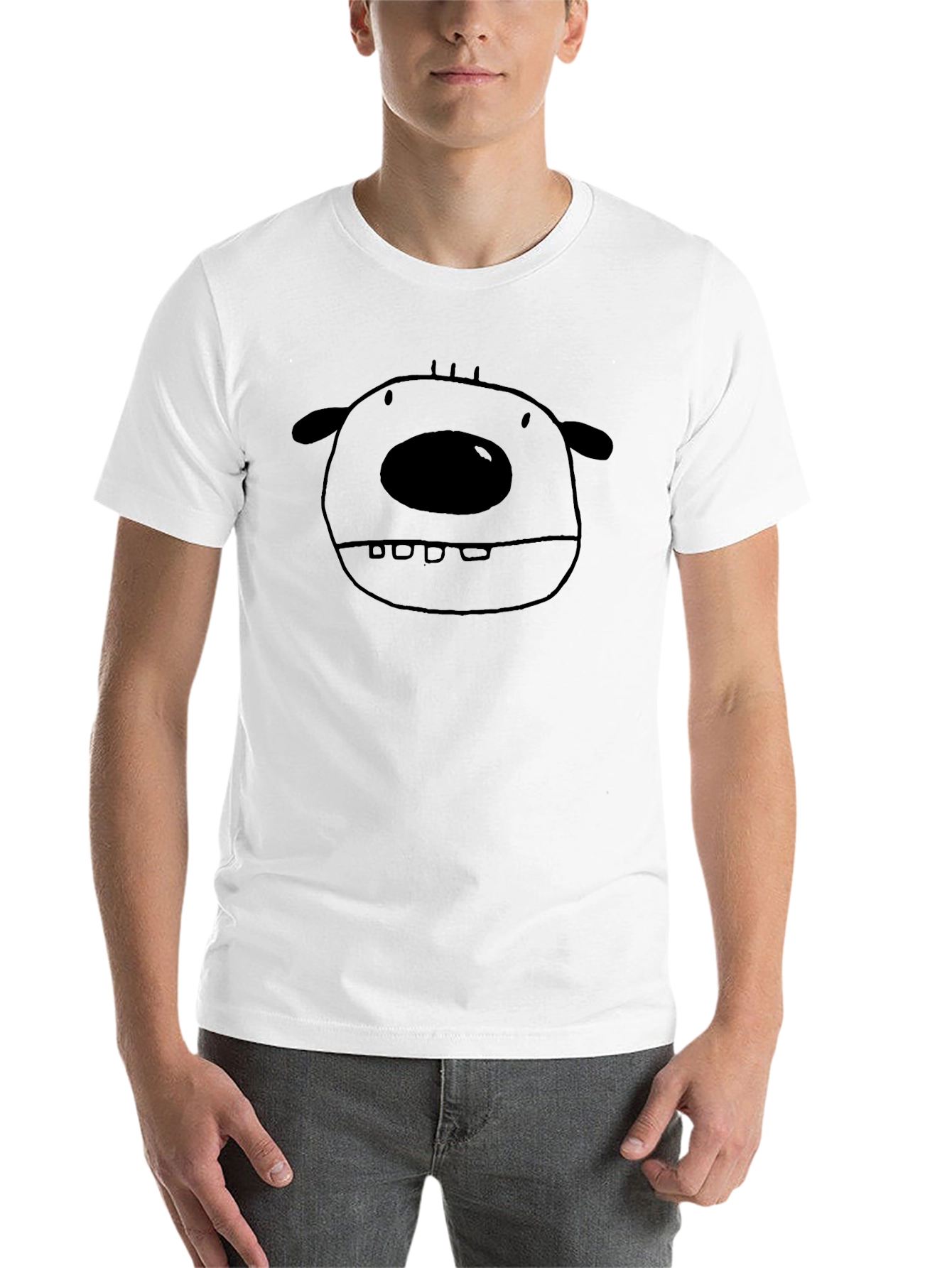 Black Funny Cartoon Face Graphic Tee - Black Cotton Shirt view 14