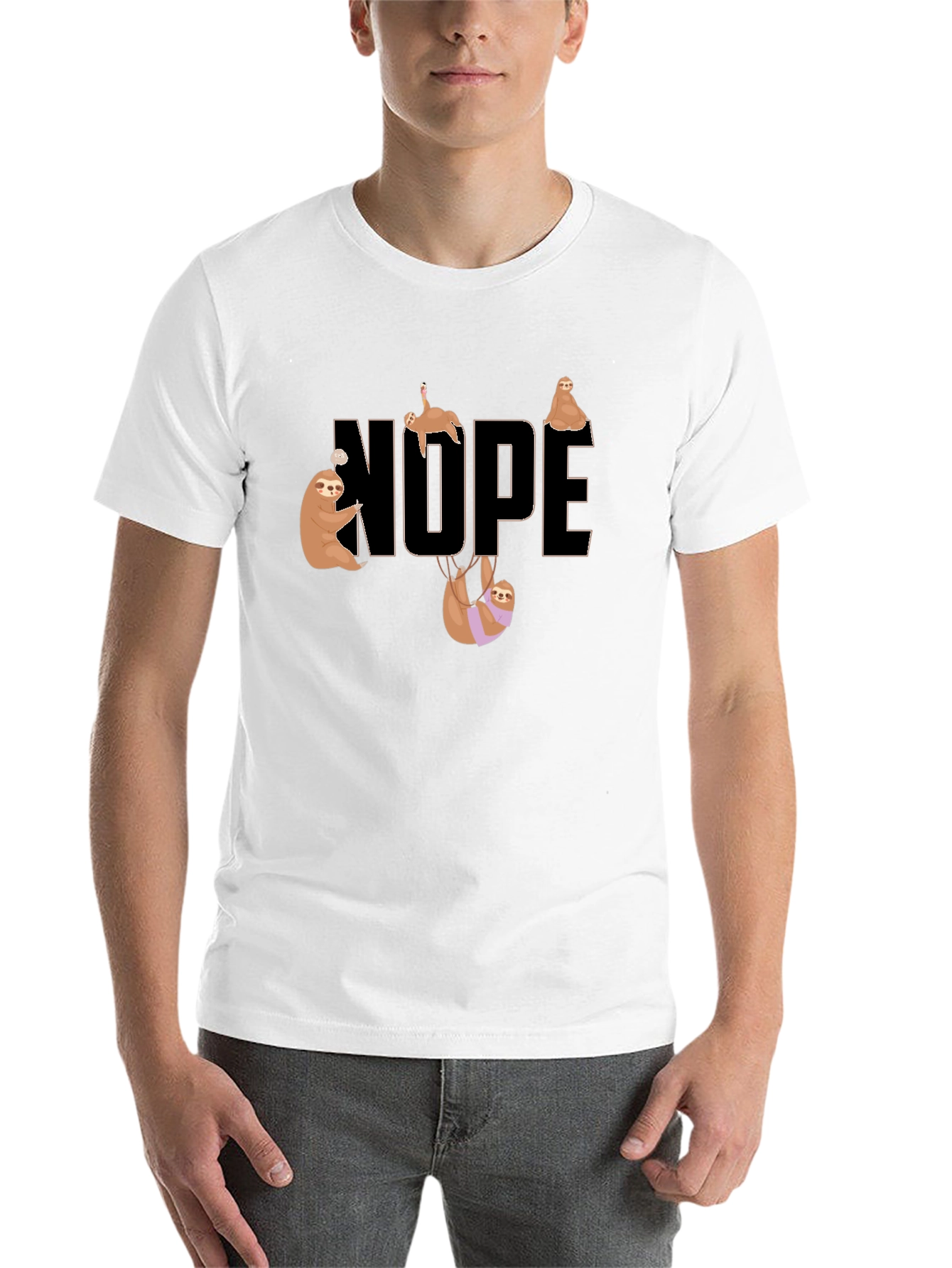 Black Nope Sloth Graphic T-Shirt view 14
