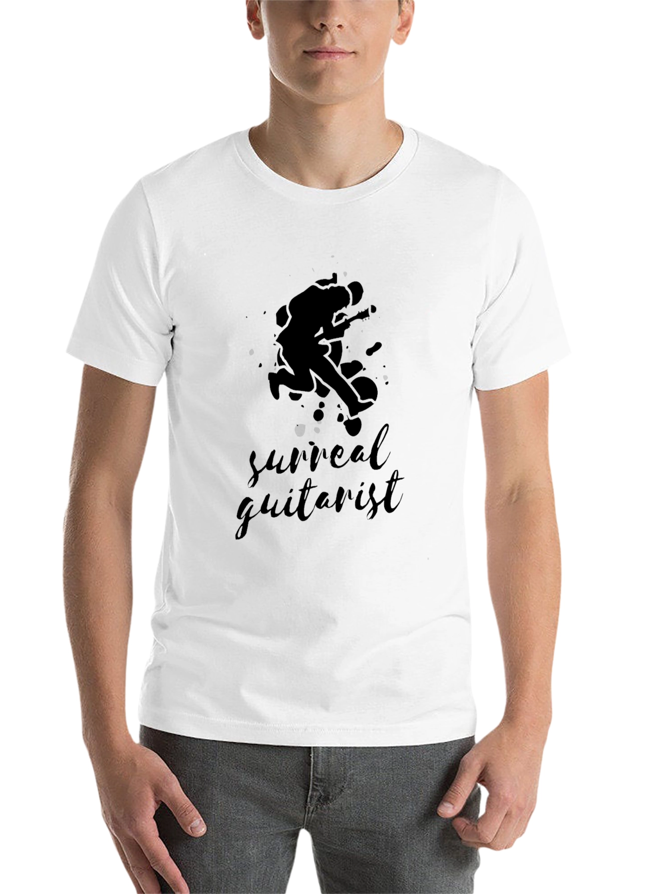 Black Surreal Guitarist Black Graphic Tee view 14