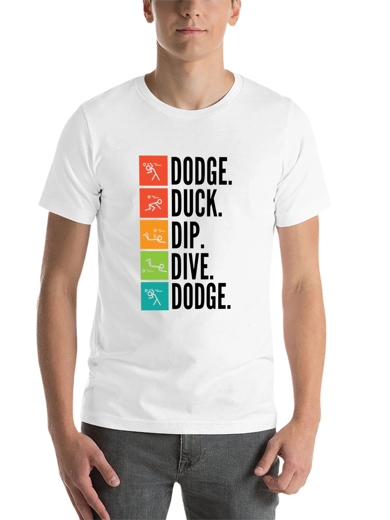 Black Dodgeball Inspired T-Shirt - Dodge, Duck, Dip, Dive, Dodge view 14