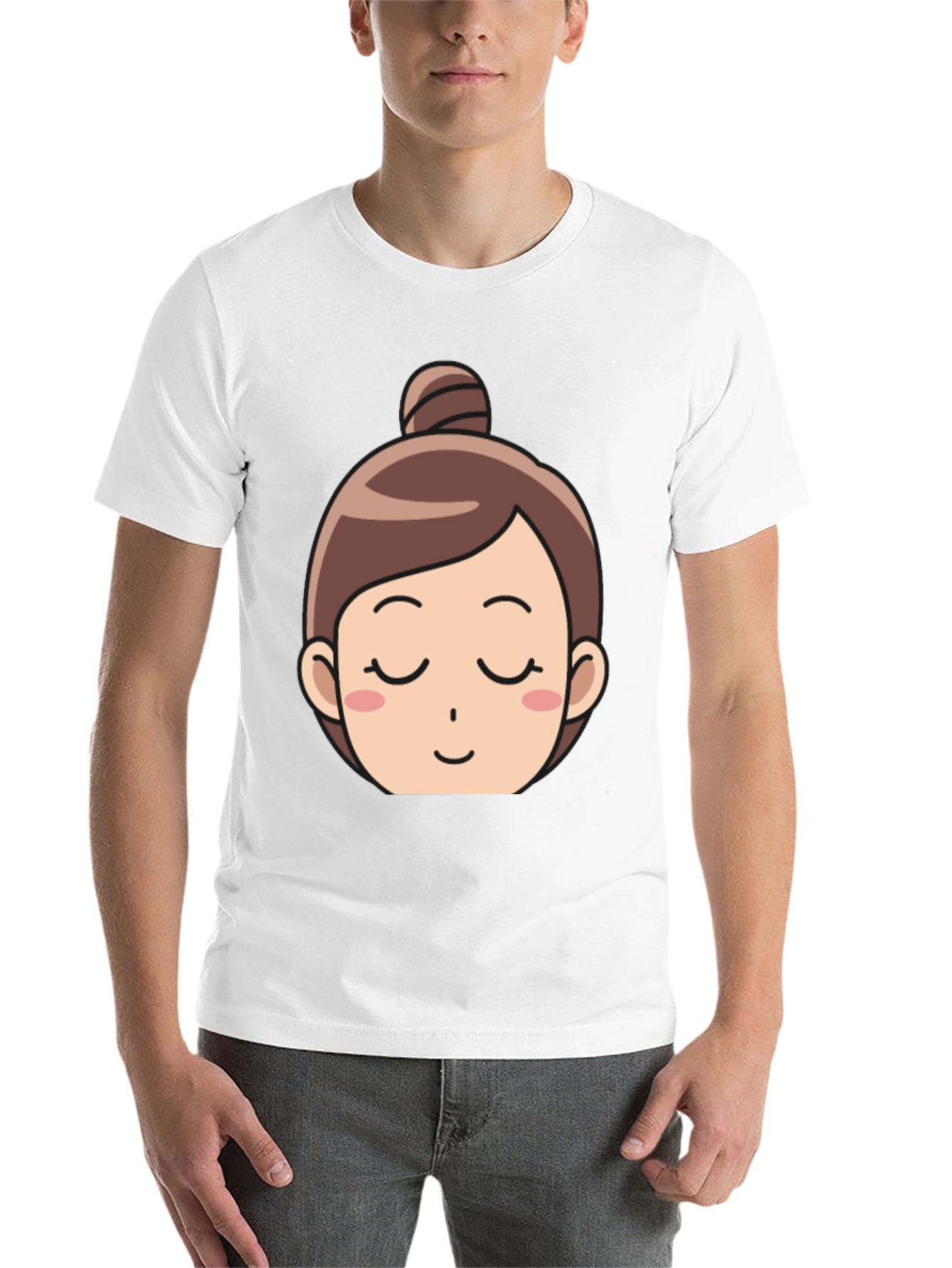 Black Cartoon Girl Face T-Shirt view 14