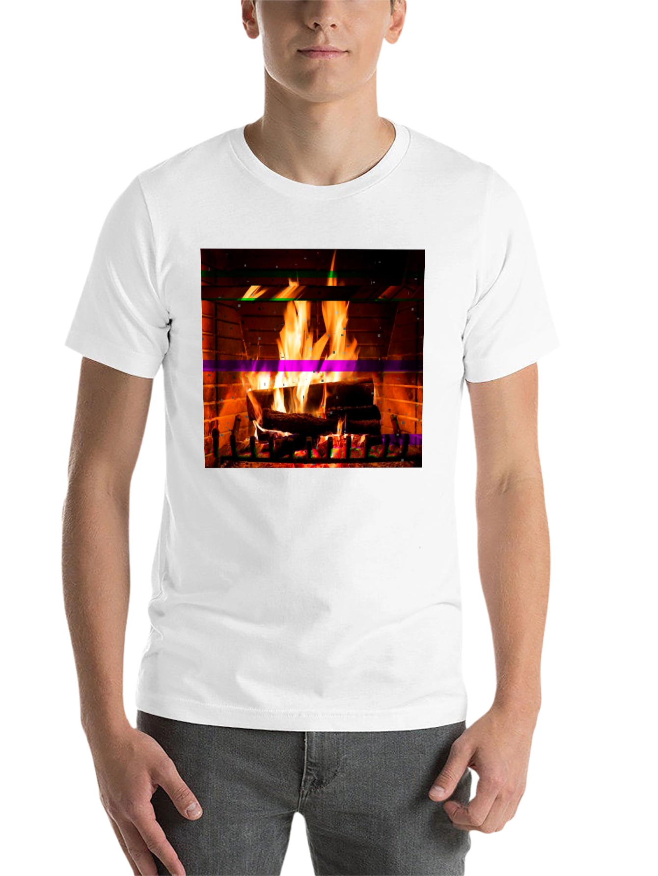 Black Cozy Fireplace Graphic T-Shirt view 14