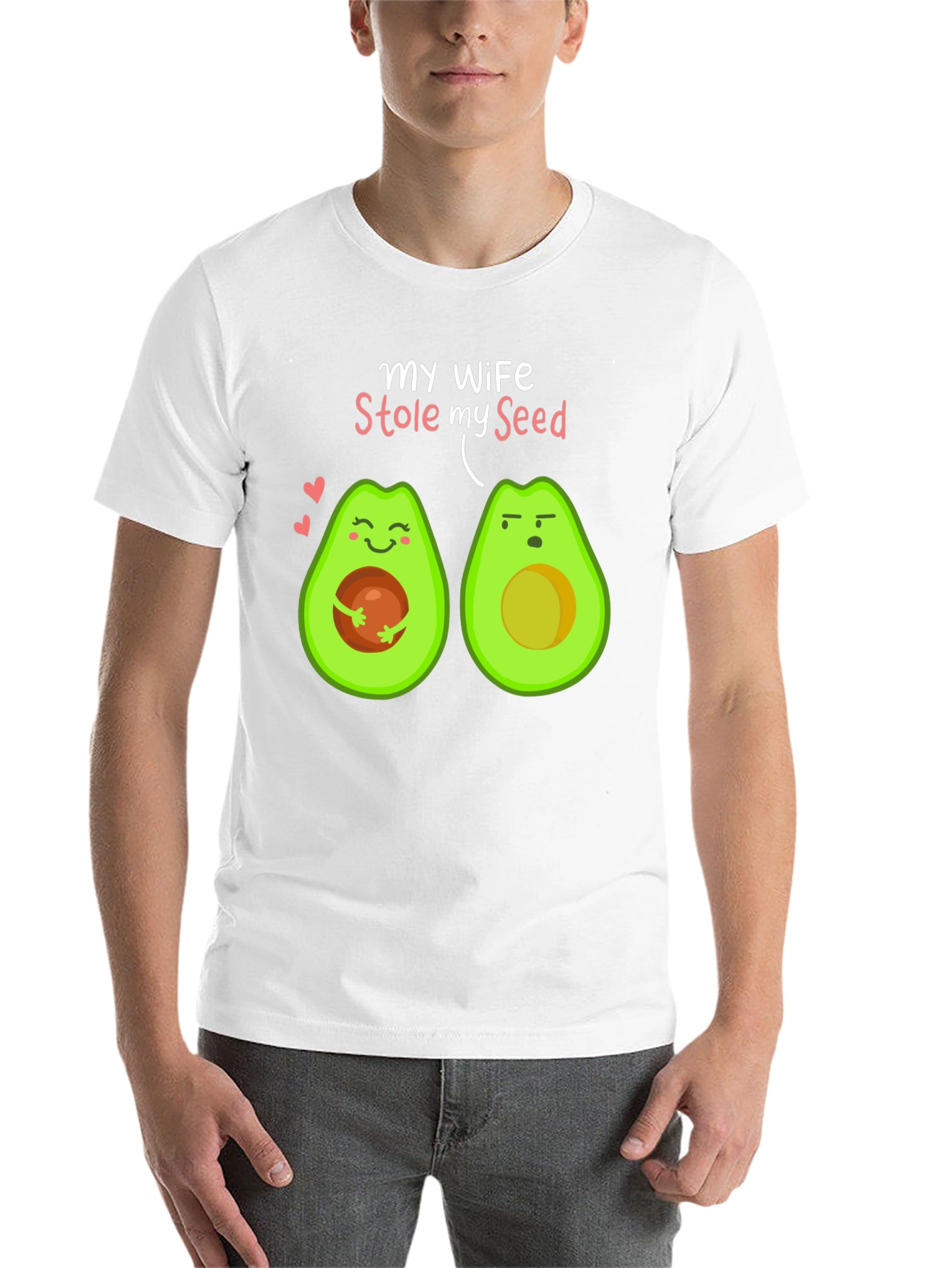 Black Funny Avocado Couple T-Shirt - My Wife Stole My Seed view 14