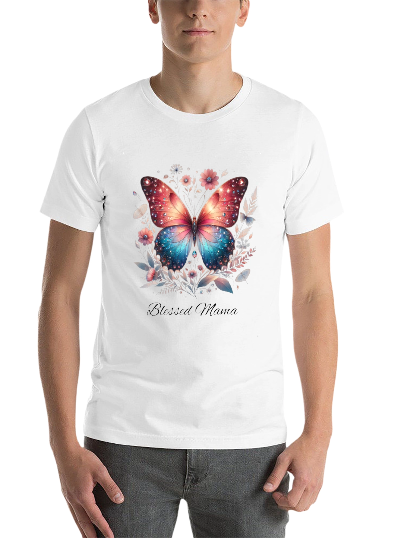 Black Blessed Mama Butterfly Graphic Tee view 14