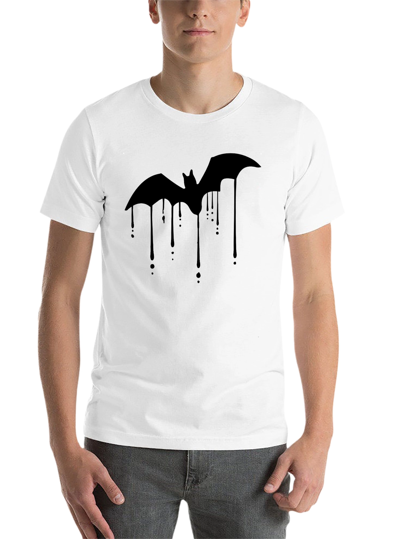 Black Bat Drip Graphic Tee - Men's Black T-Shirt view 14