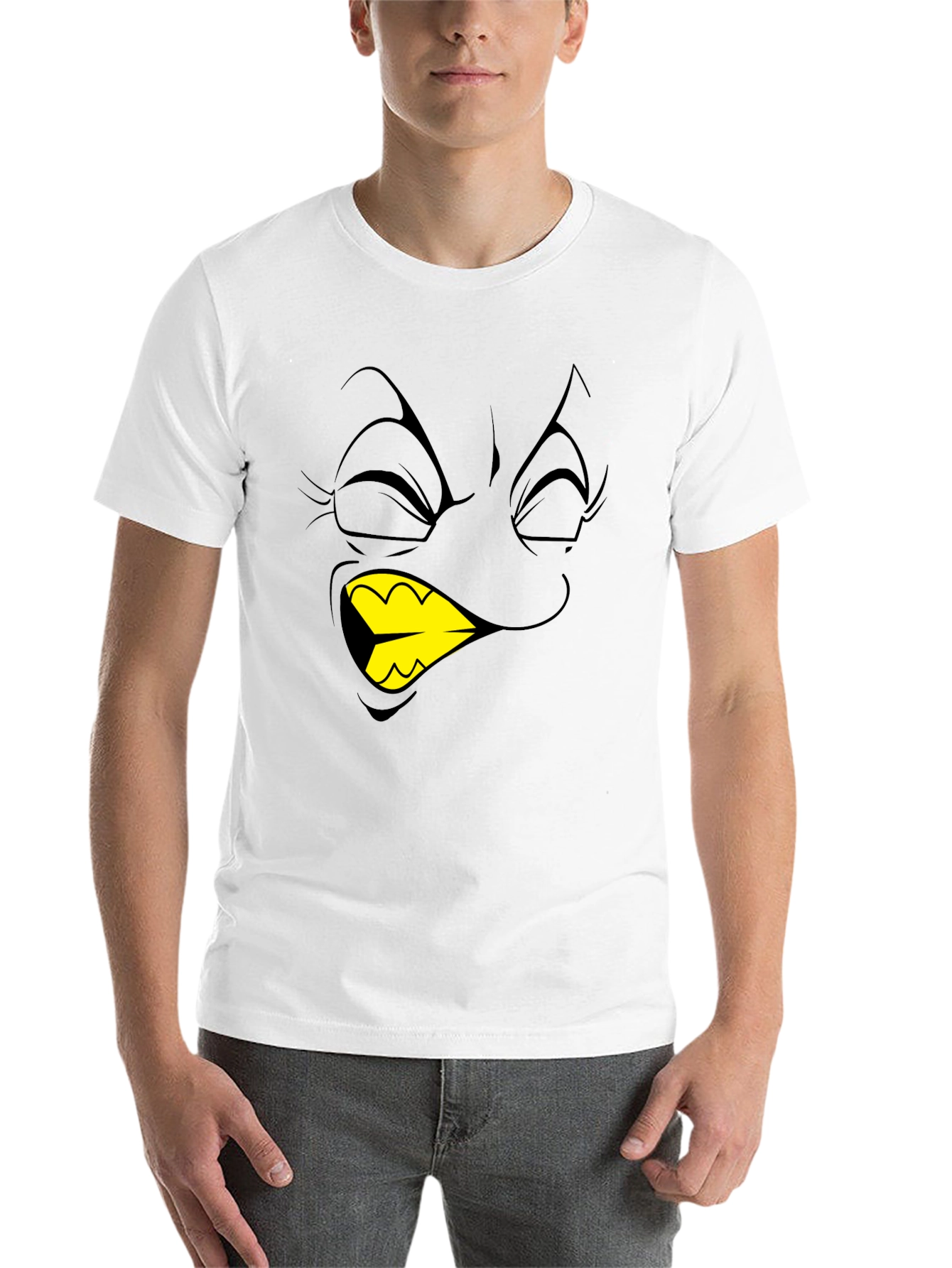 Black Cartoon Face Graphic T-Shirt - Black view 14