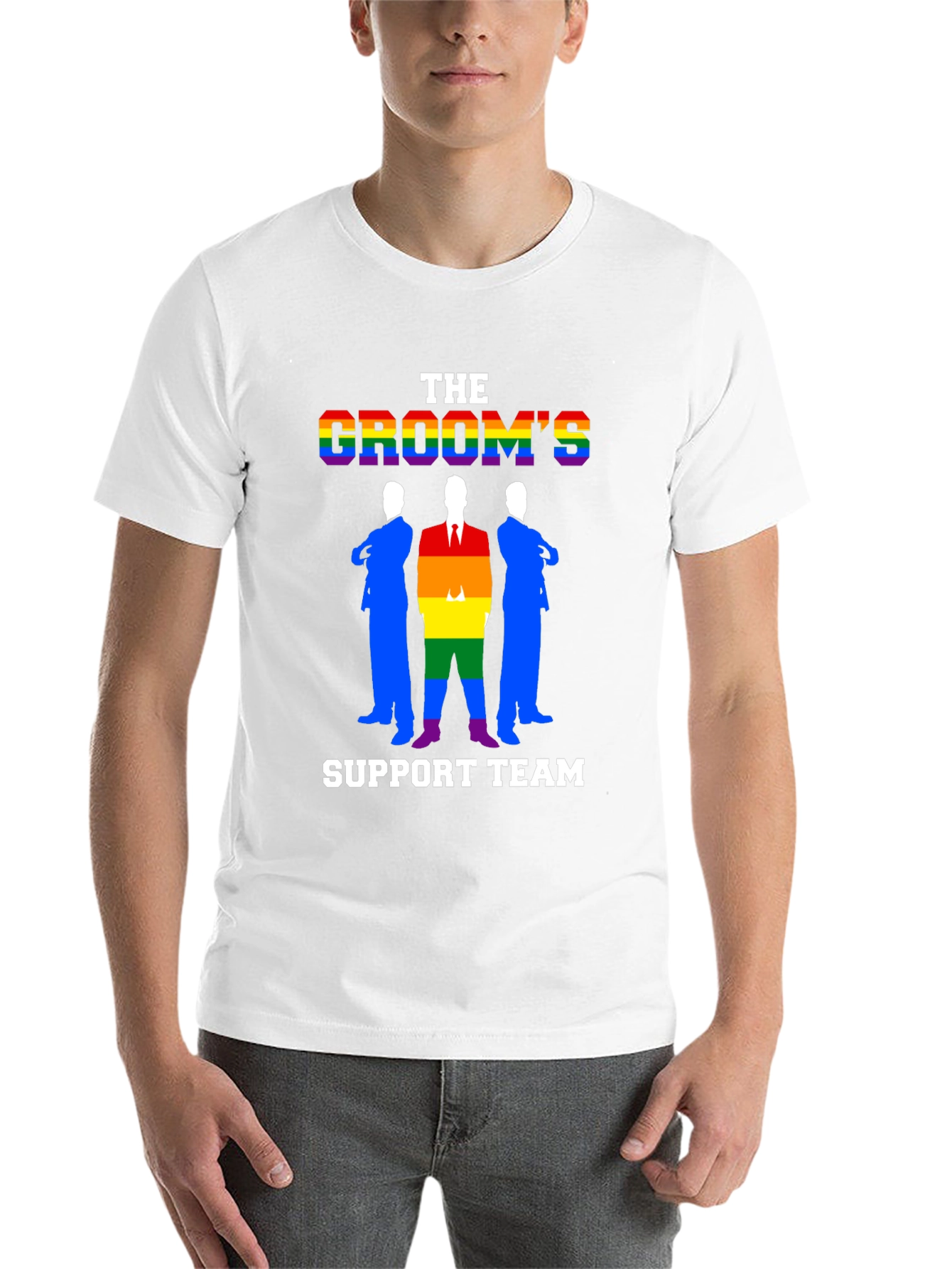 Black Groom's Support Team T-Shirt - LGBTQ+ Pride Wedding Tee view 14
