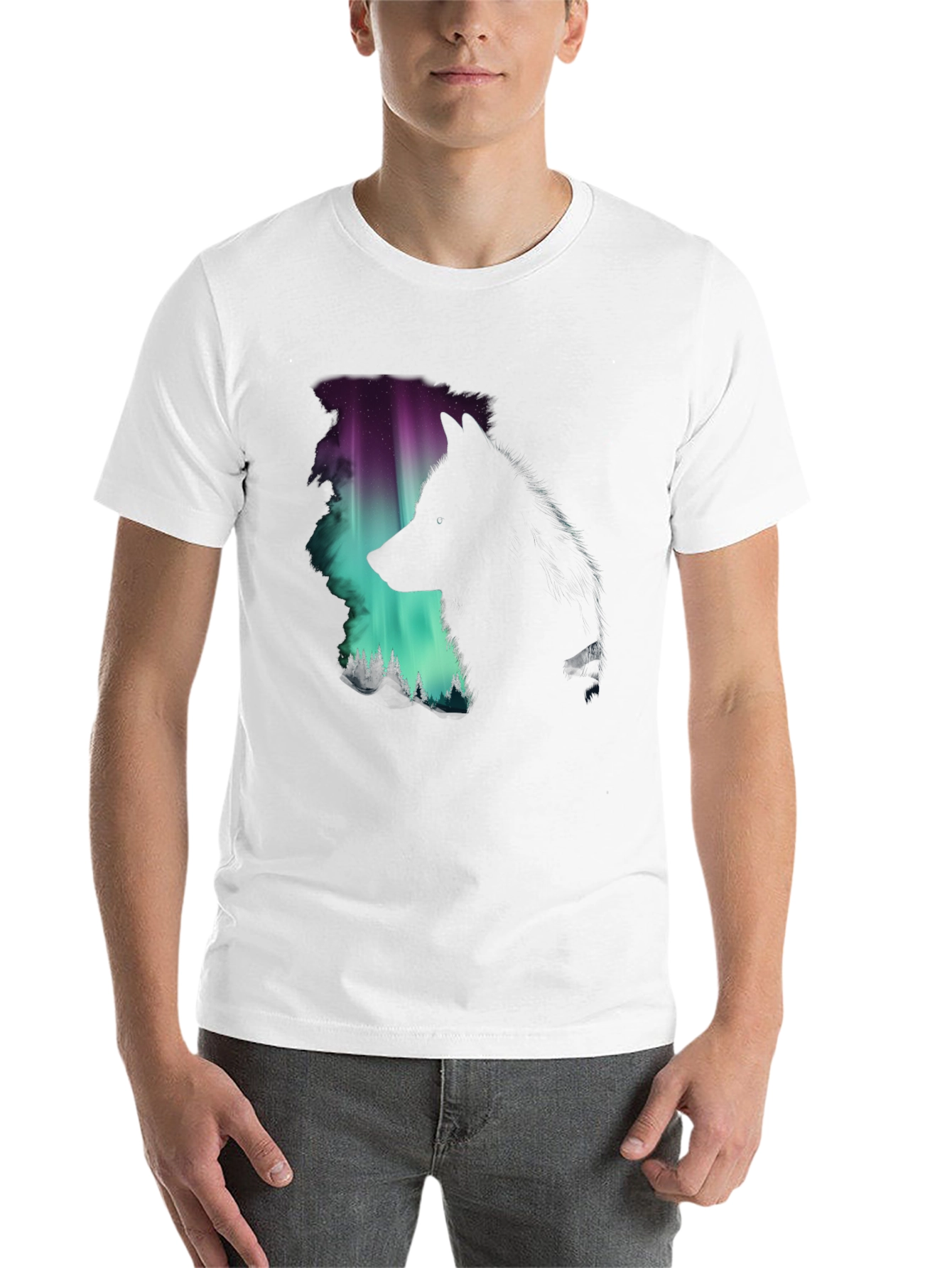 Wolf Aurora Graphic Tee - Nature's Embrace - 14