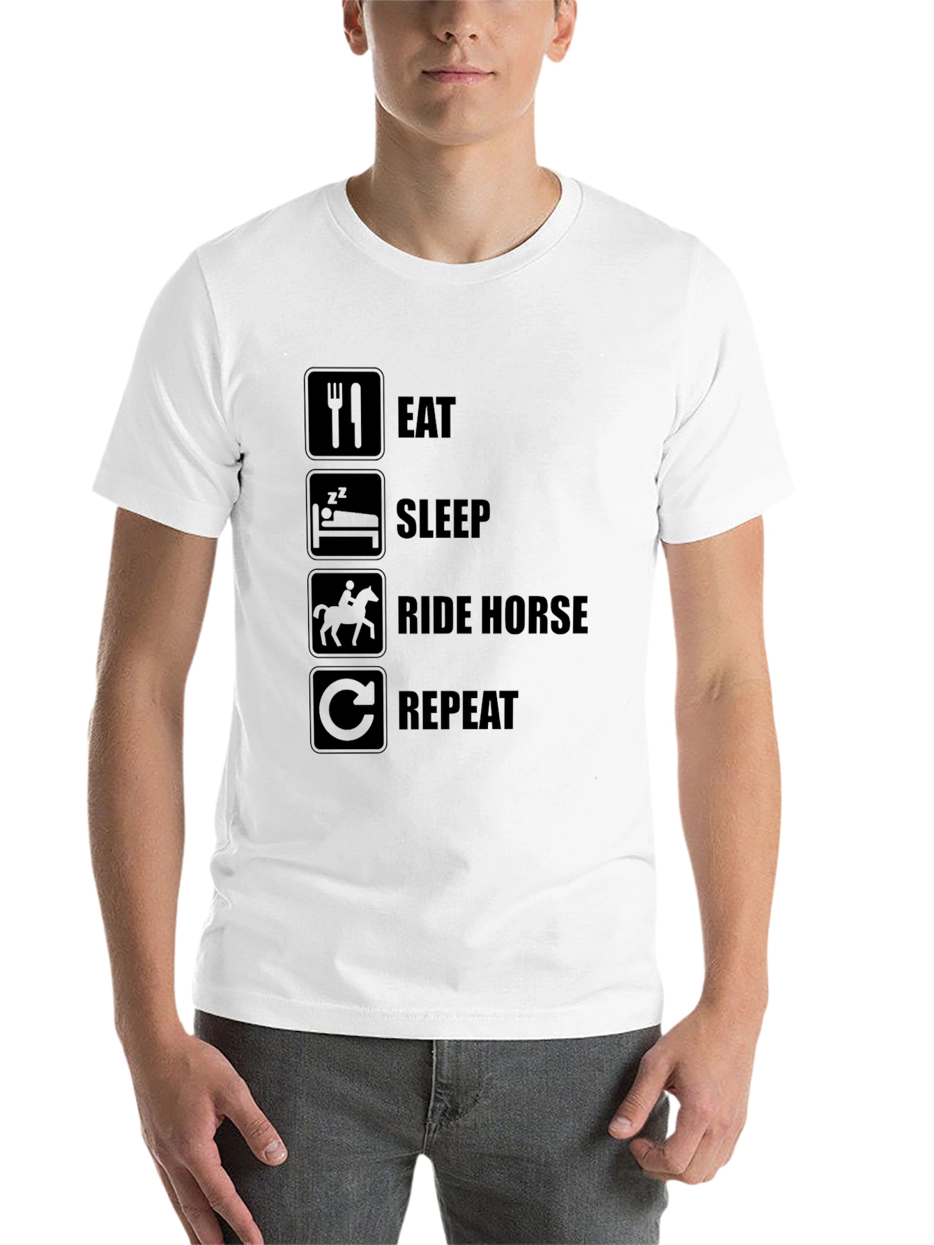 Black Eat Sleep Ride Horse Repeat Black T-Shirt view 14