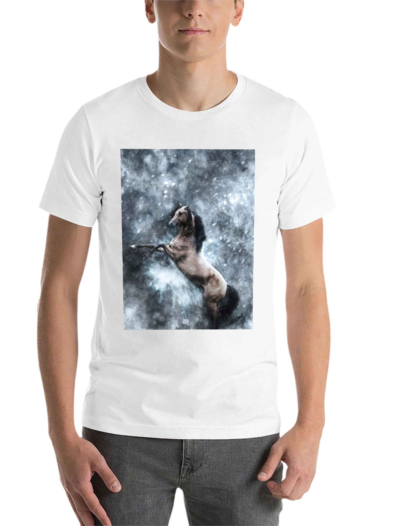 Black Black T-Shirt with Rearing Horse Print view 14