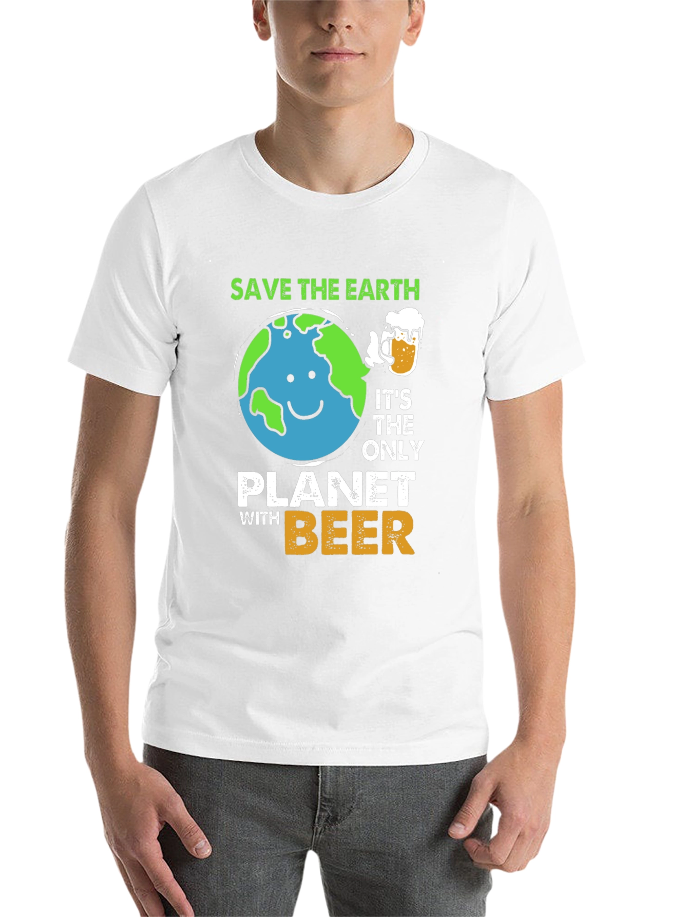Black Save The Earth Planet Beer T-Shirt view 14
