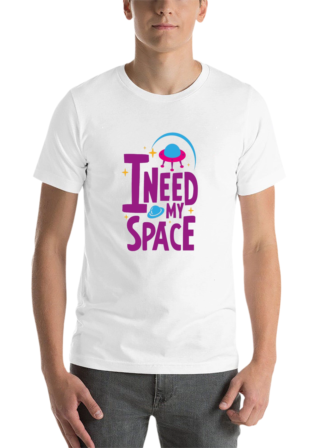 Black I Need My Space T-Shirt Alien UFO Design view 14