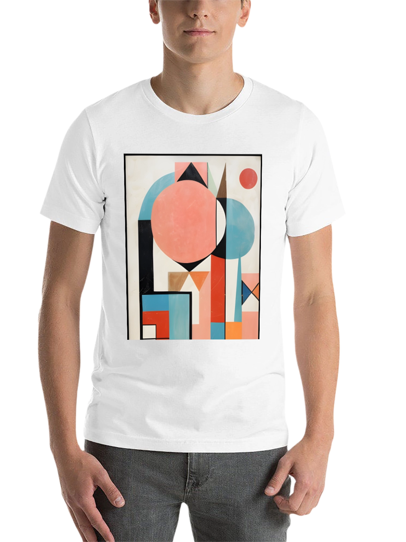 Black Abstract Geometric Art T-Shirt - Modern Graphic Tee view 14