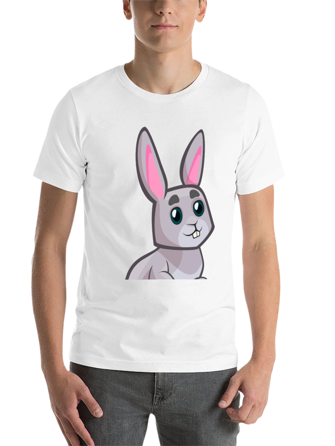 Black Cute Cartoon Rabbit Graphic T-Shirt view 14