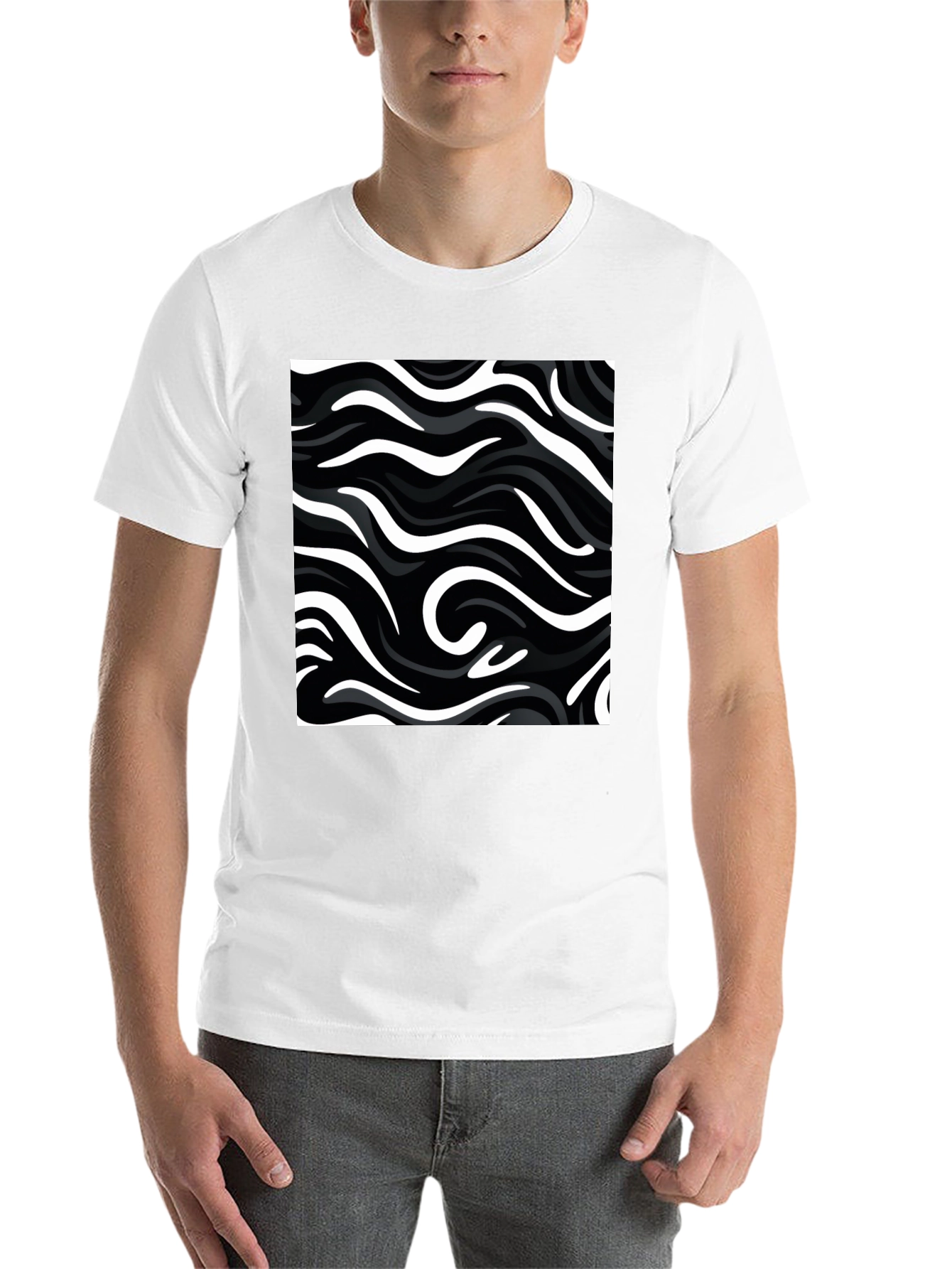 Black Abstract Swirl T-Shirt - Modern Graphic Tee view 14