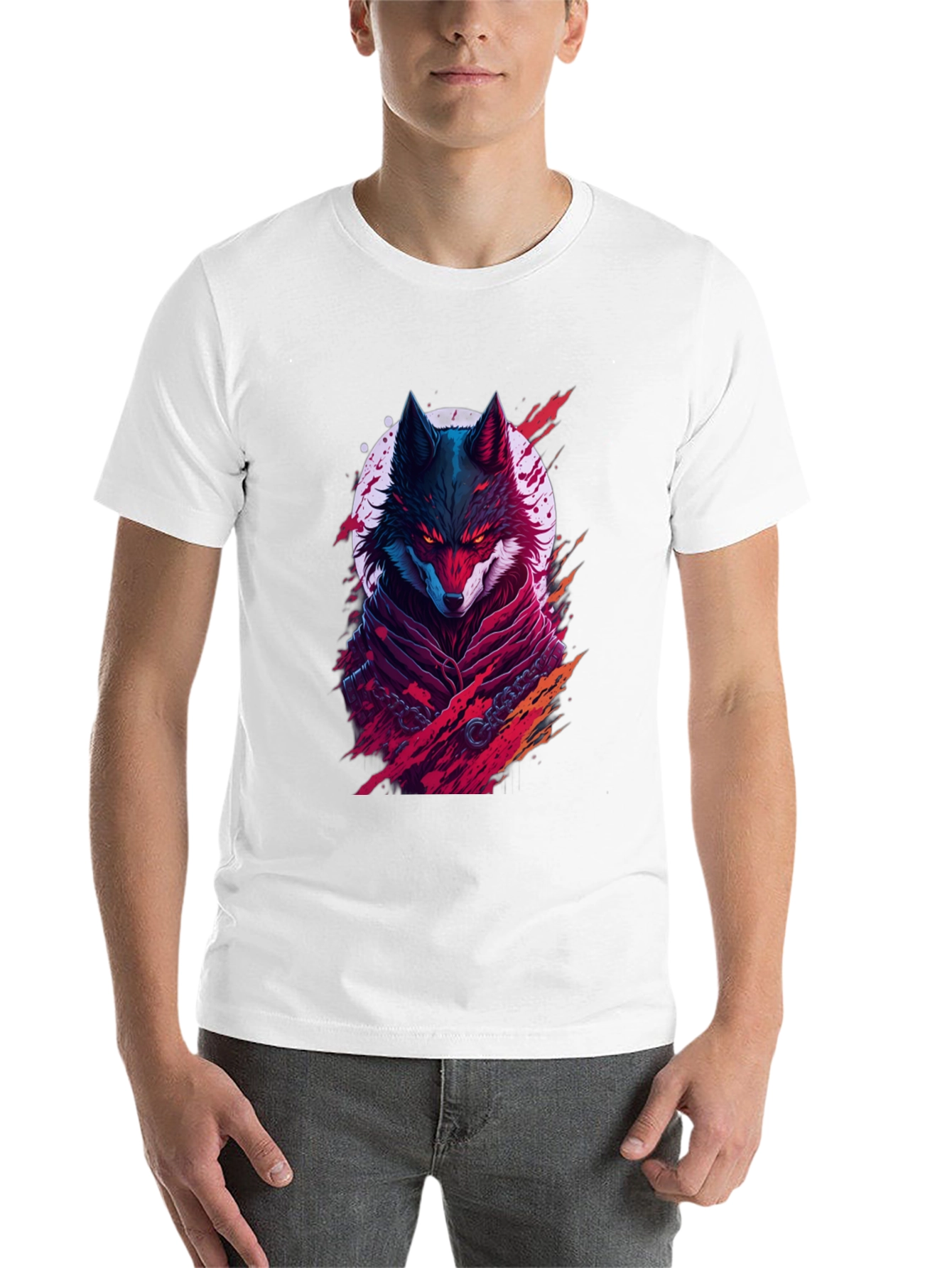 Black Crimson Wolf Graphic Tee - Men's Black T-Shirt view 14