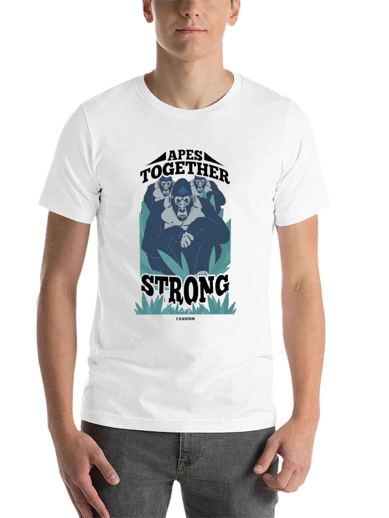 Black Apes Together Strong Graphic Tee - Black Cotton Blend T-Shirt view 14