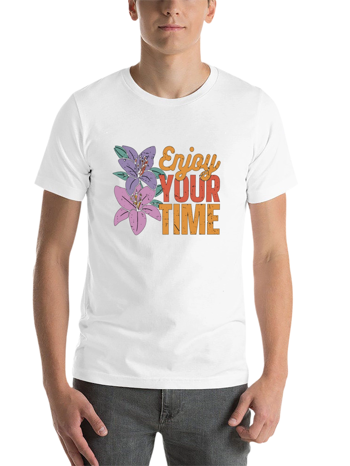 Black Enjoy Your Time Floral Graphic Tee view 14