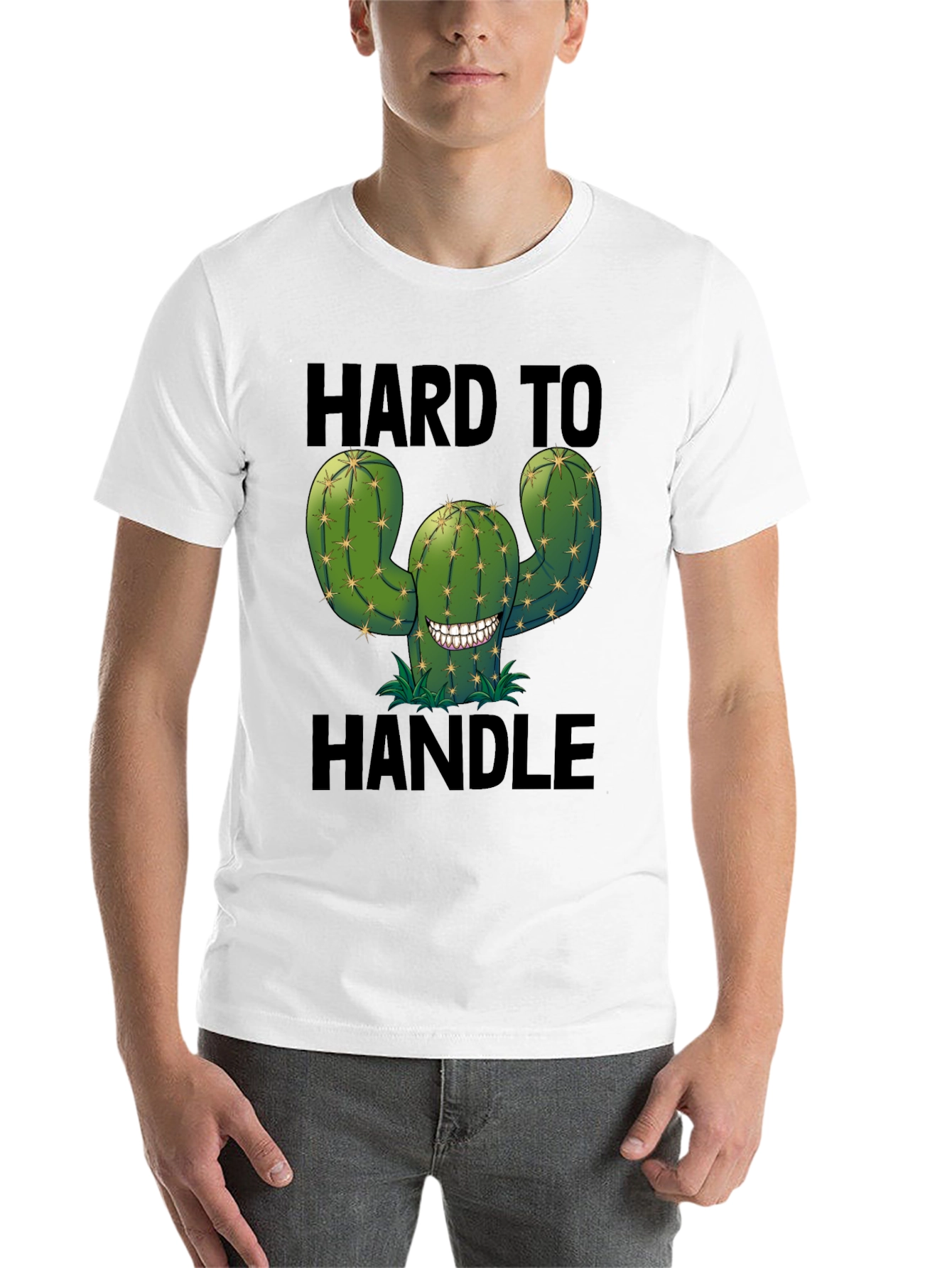 Black Hard to Handle Cactus T-Shirt - Funny Graphic Tee view 14