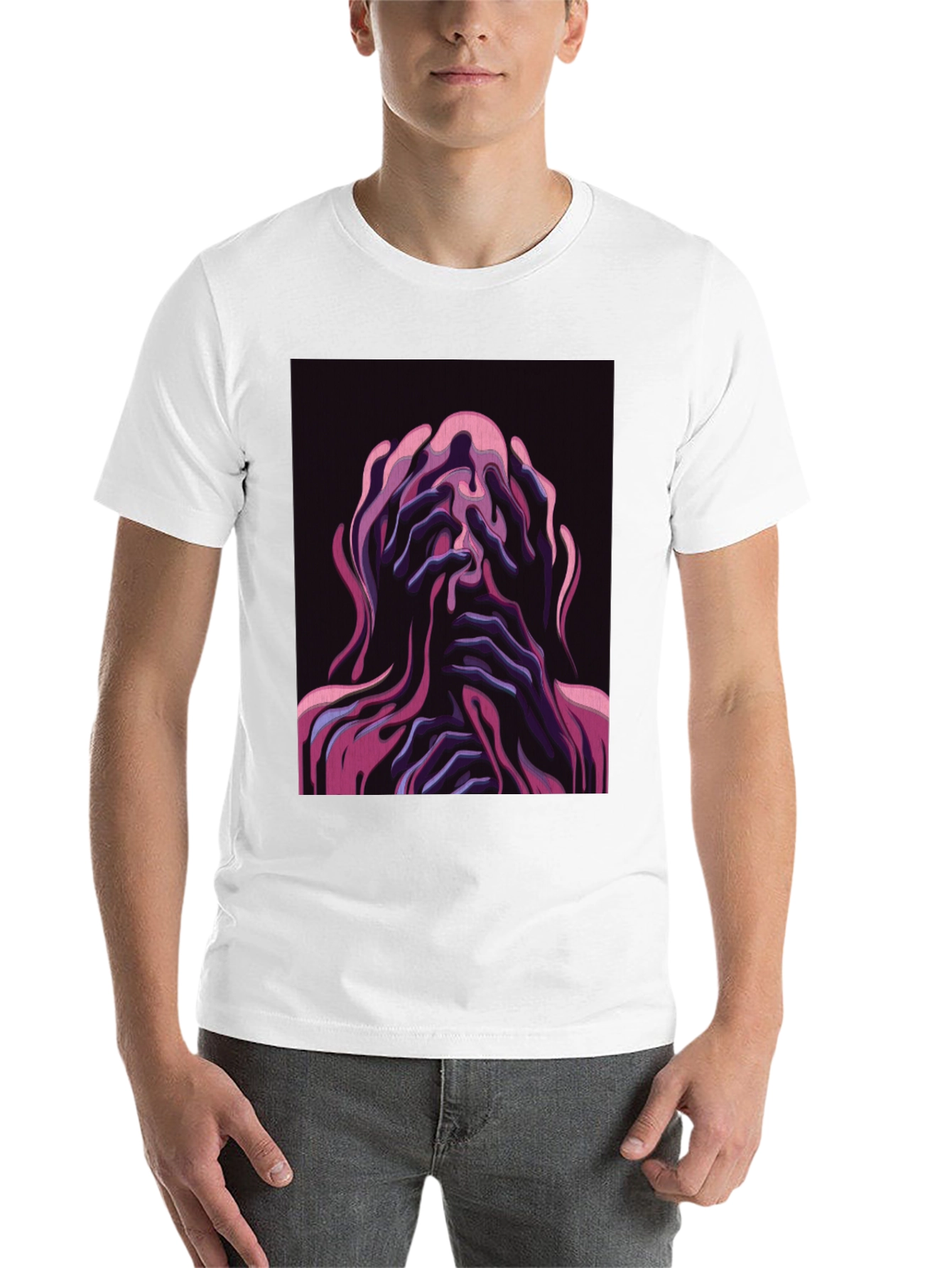 Black Distorted Psychedelic Graphic Tee - Stylish Unisex T-Shirt view 14