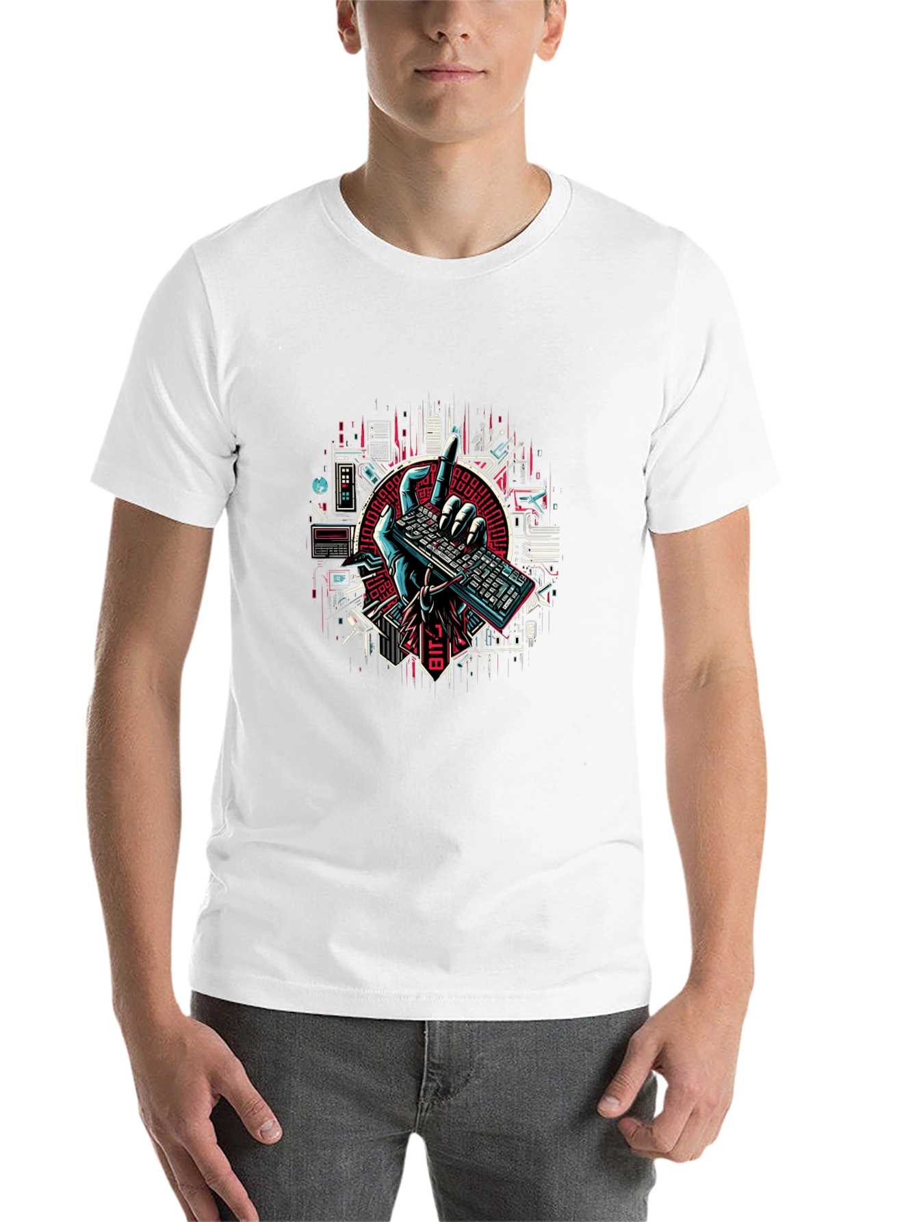 Cyberpunk Keyboard T-Shirt - Coder Style - 14