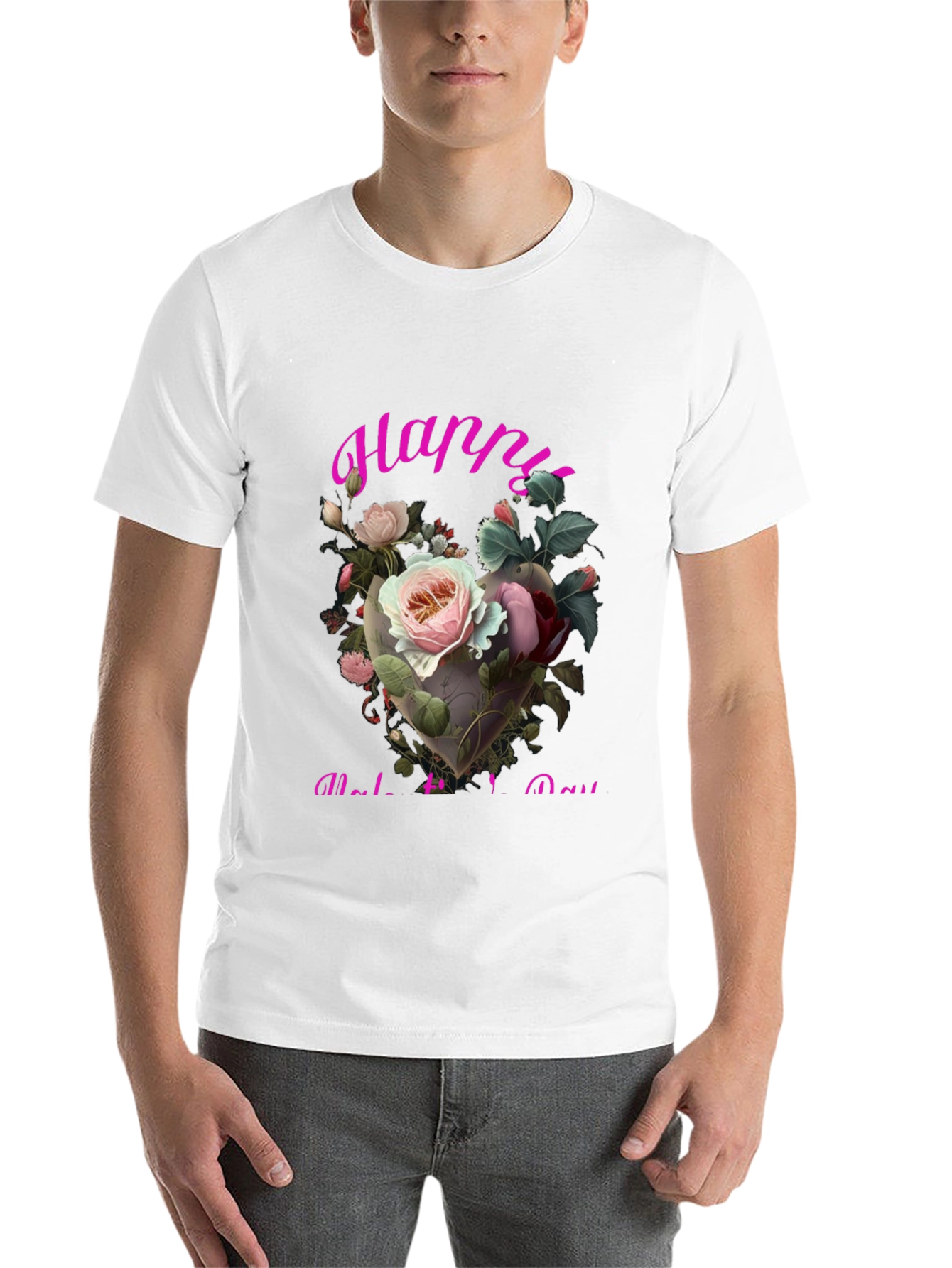 Black Floral Heart Happy Mother's Day T-Shirt view 14