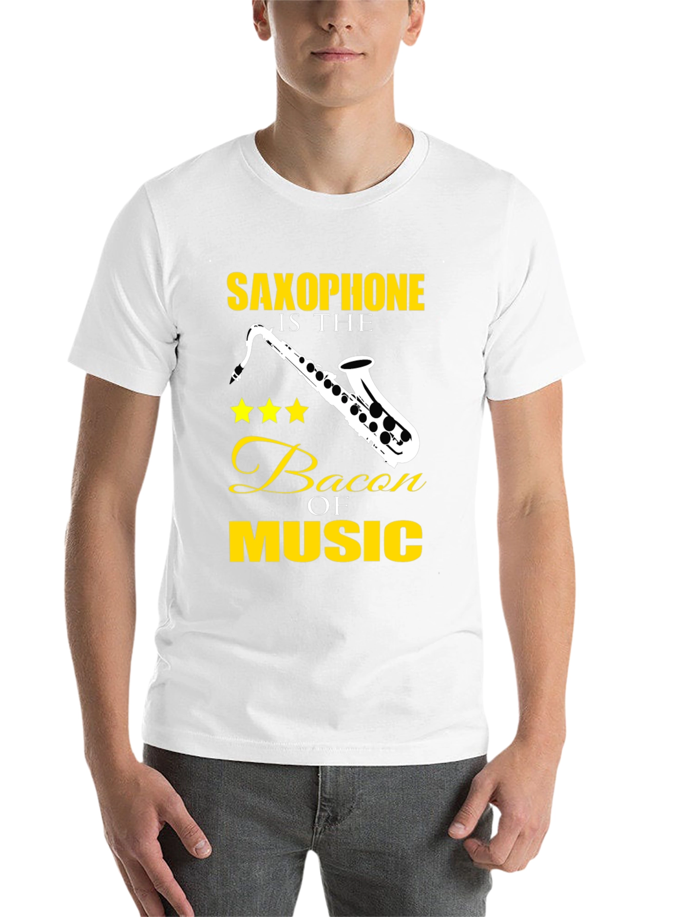 Black Saxophone is the Bacon of Music T-Shirt view 14