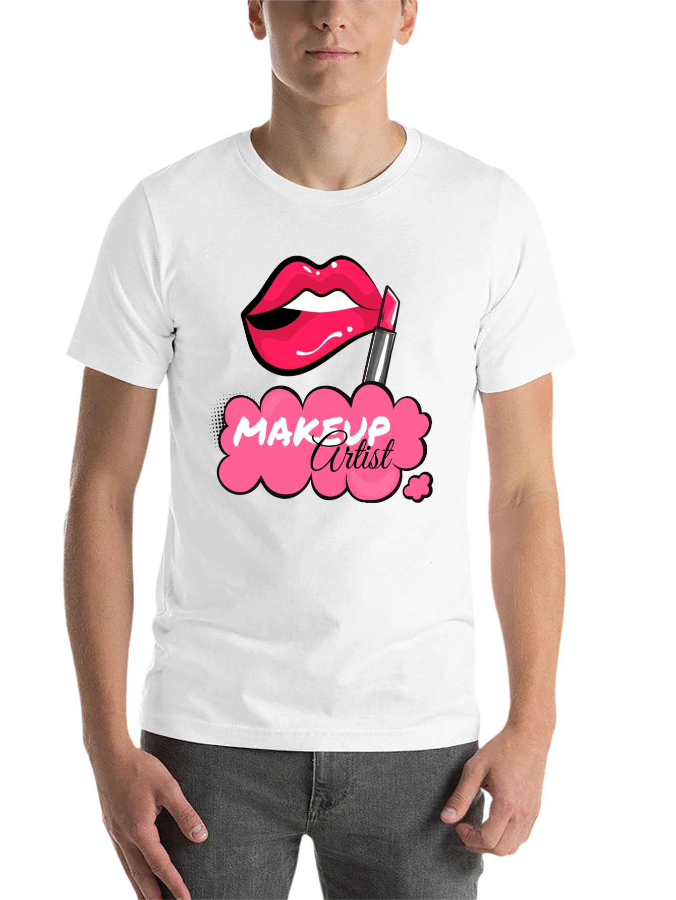 Black Makeup Artist T-Shirt - Lipstick Graphic Tee view 14