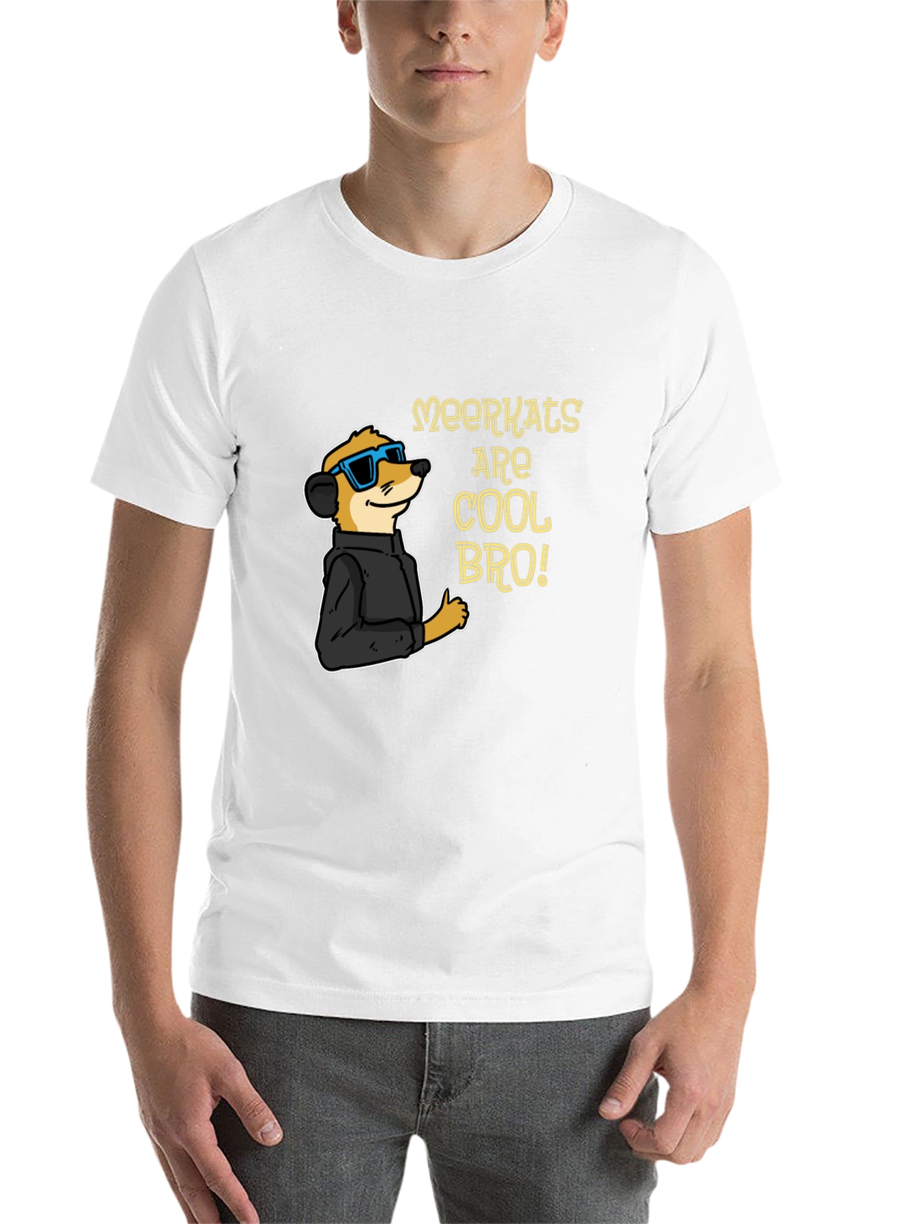 Black Cool Meerkat T-Shirt - Black Cotton Tee view 14