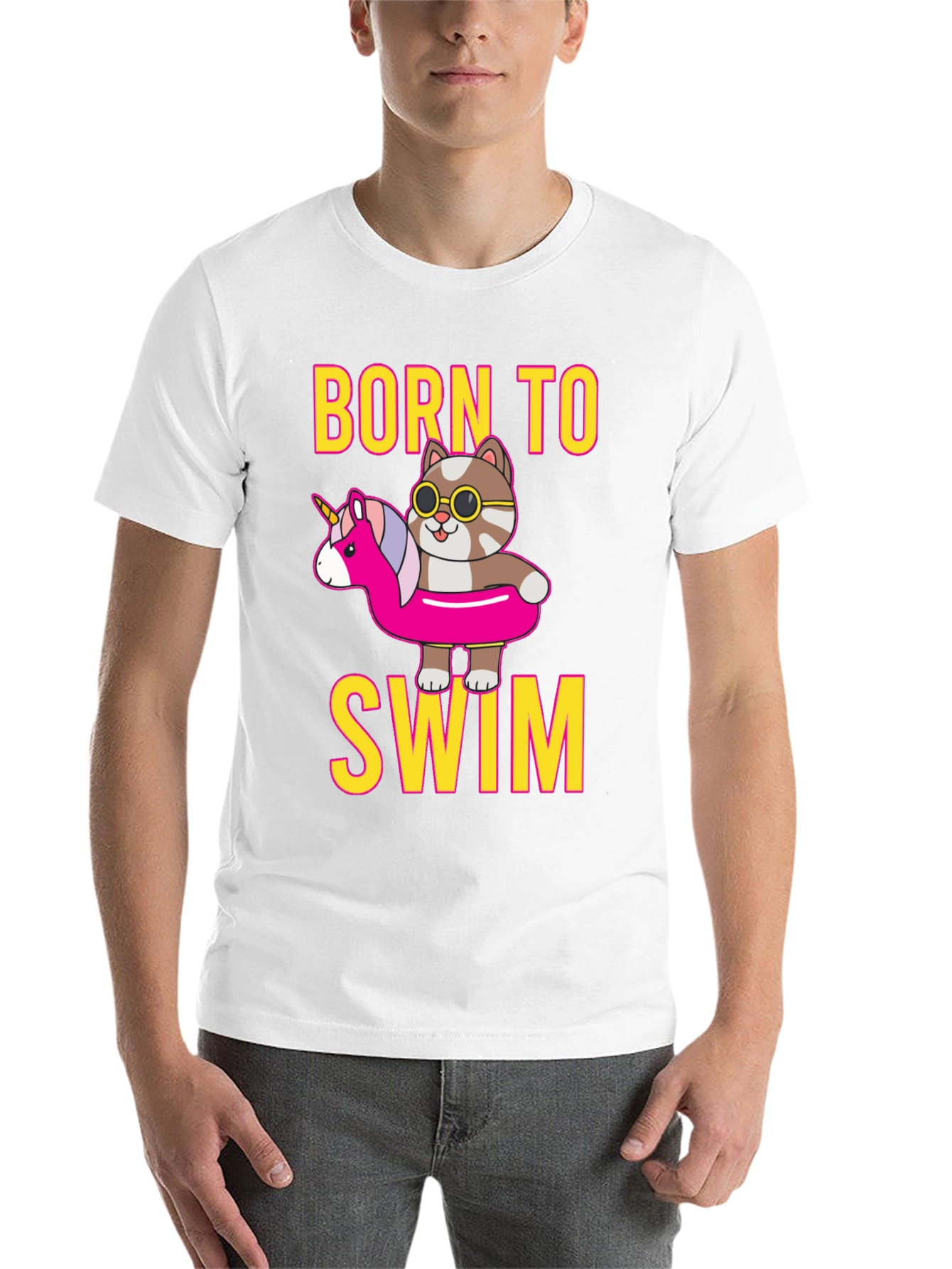 Black Born To Swim Cat T-Shirt  view 14