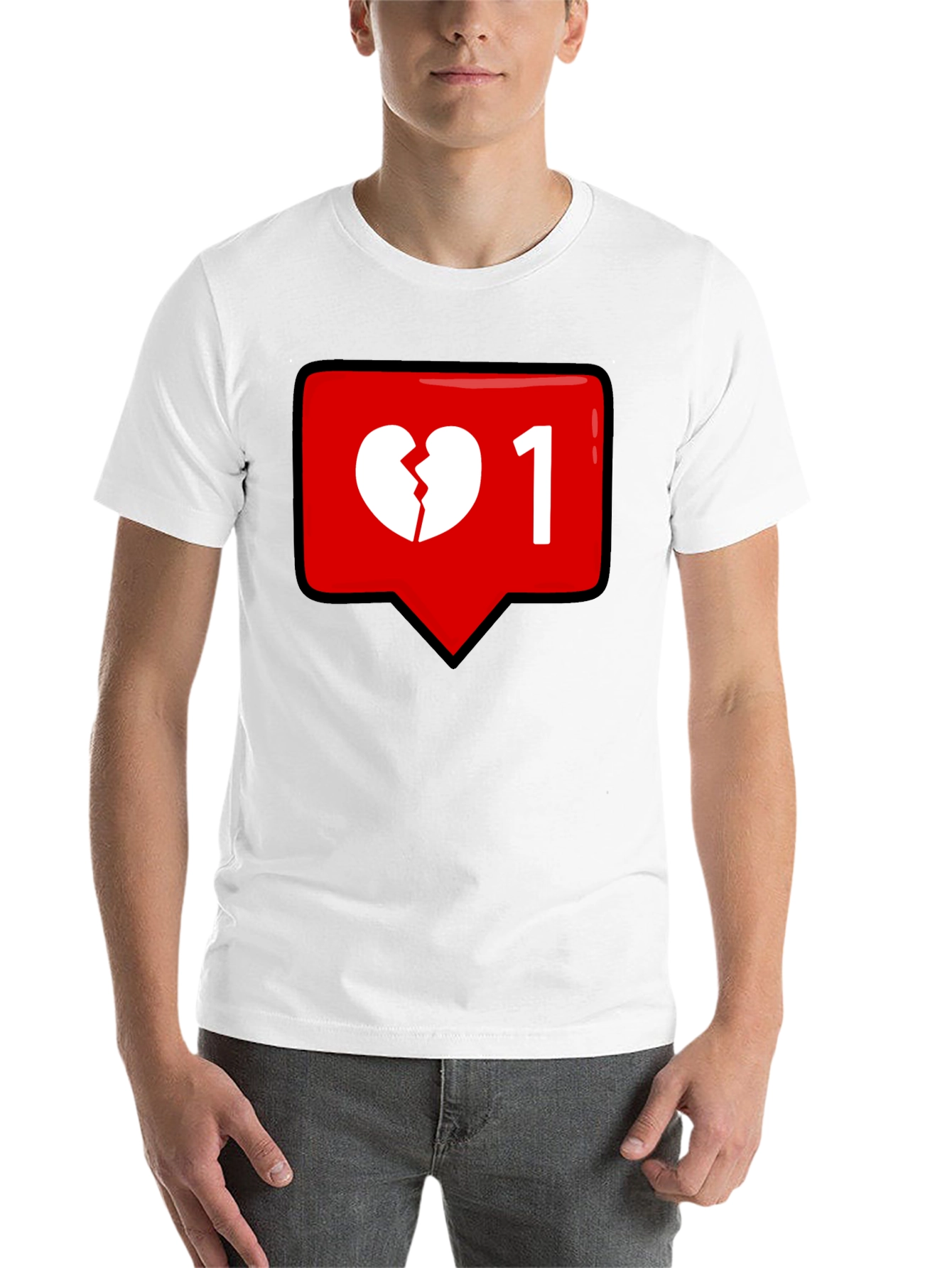 Black Broken Heart Single Like Black T-Shirt view 14