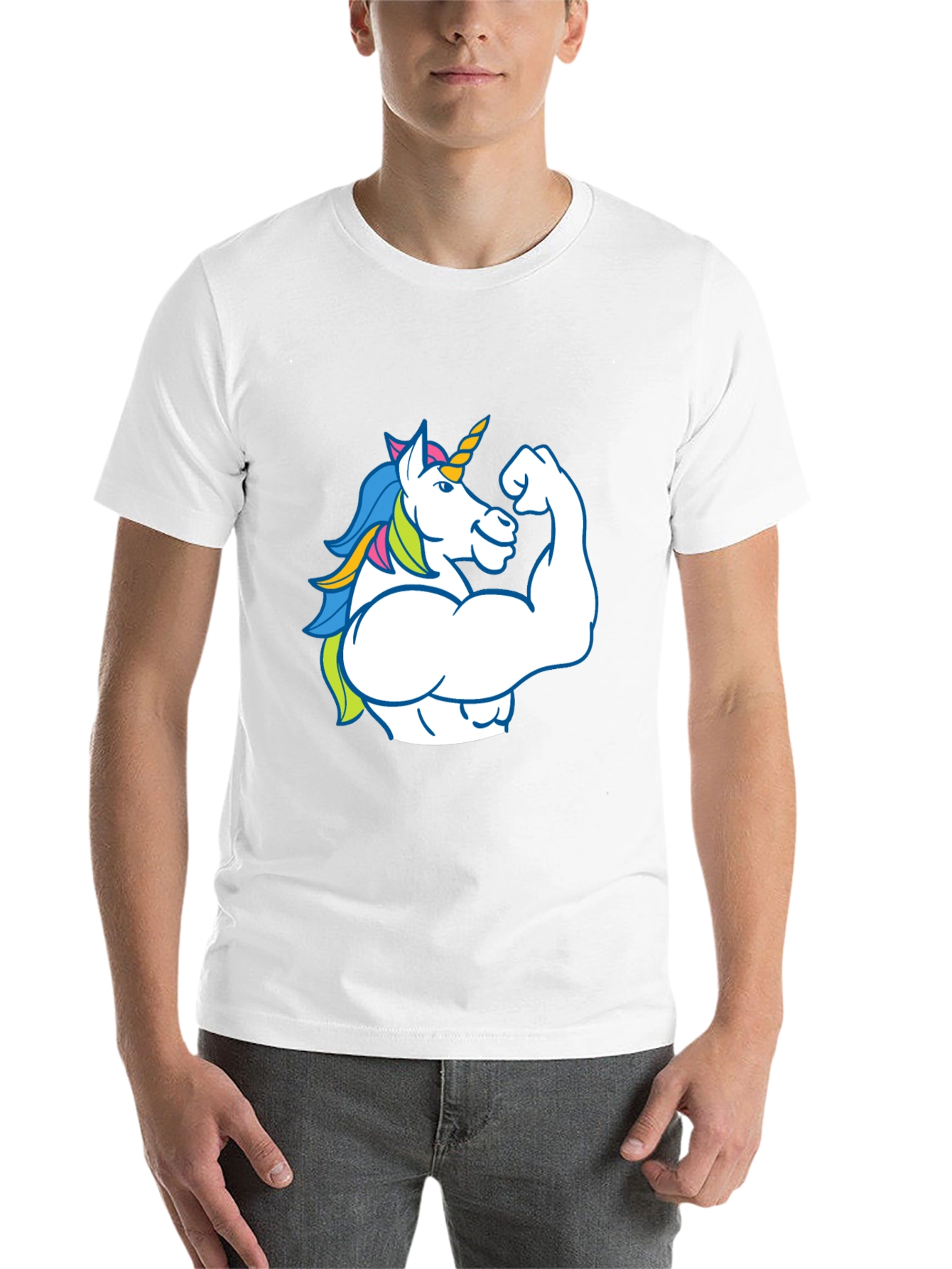 Black Muscle Unicorn Black T-Shirt - Fun Graphic Tee view 14