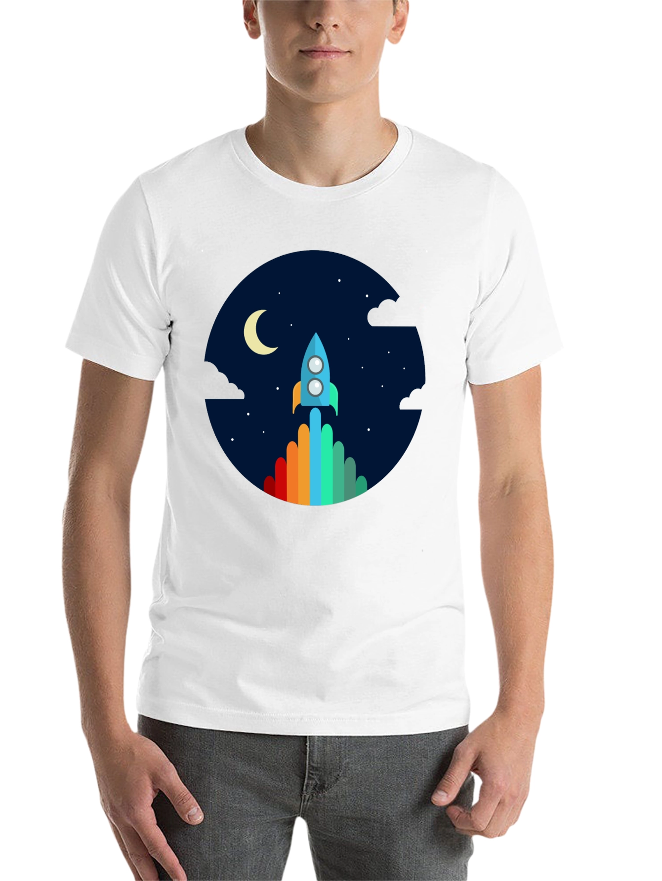Rocket Launch Graphic Tee - Black Crew Neck - 14